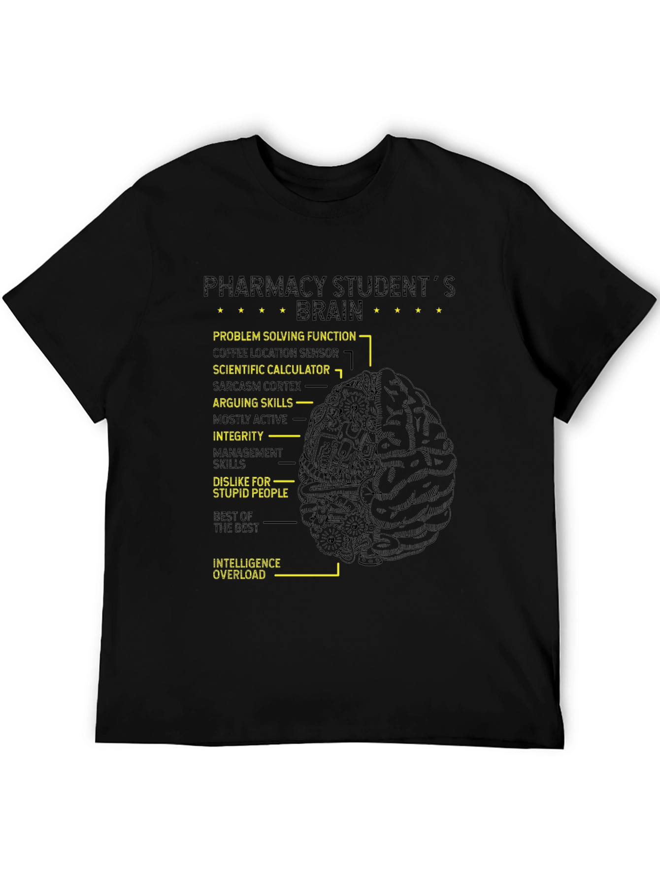 Black Pharmacy Student Brain T-Shirt view 5