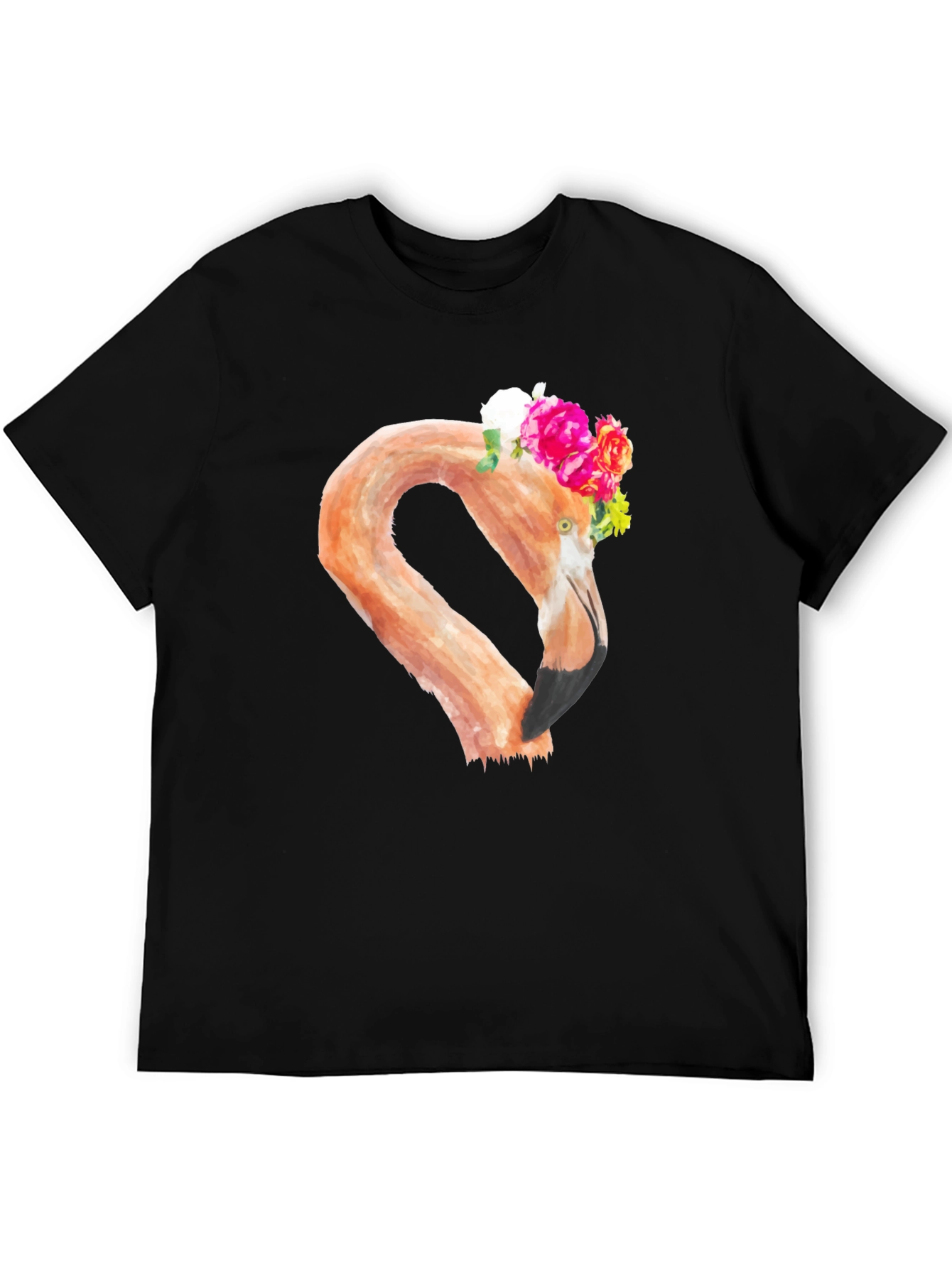 Black Floral Flamingo Graphic Tee - Black T-Shirt view 5