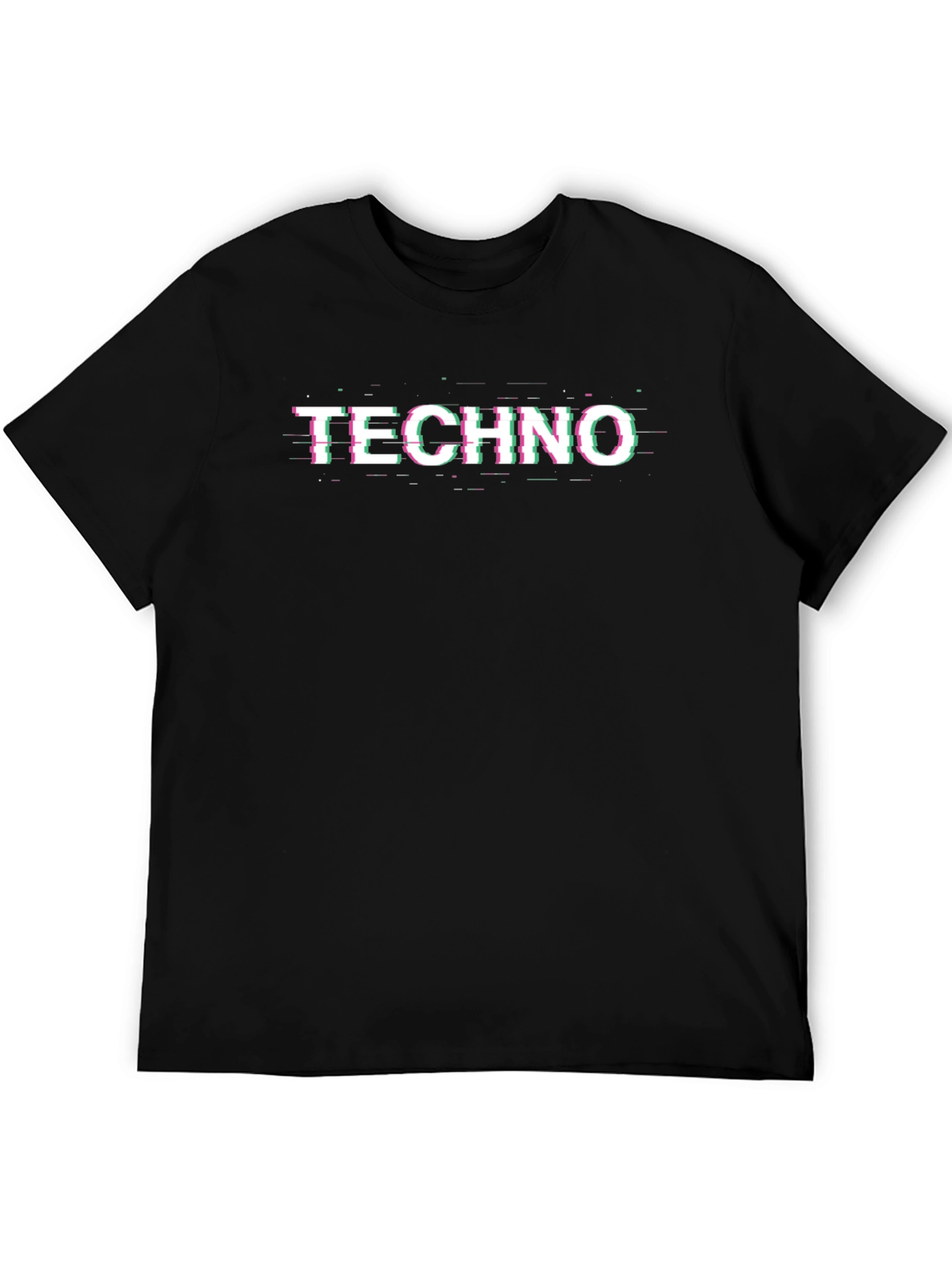 Black Techno Glitch T-Shirt - Black Graphic Tee view 5
