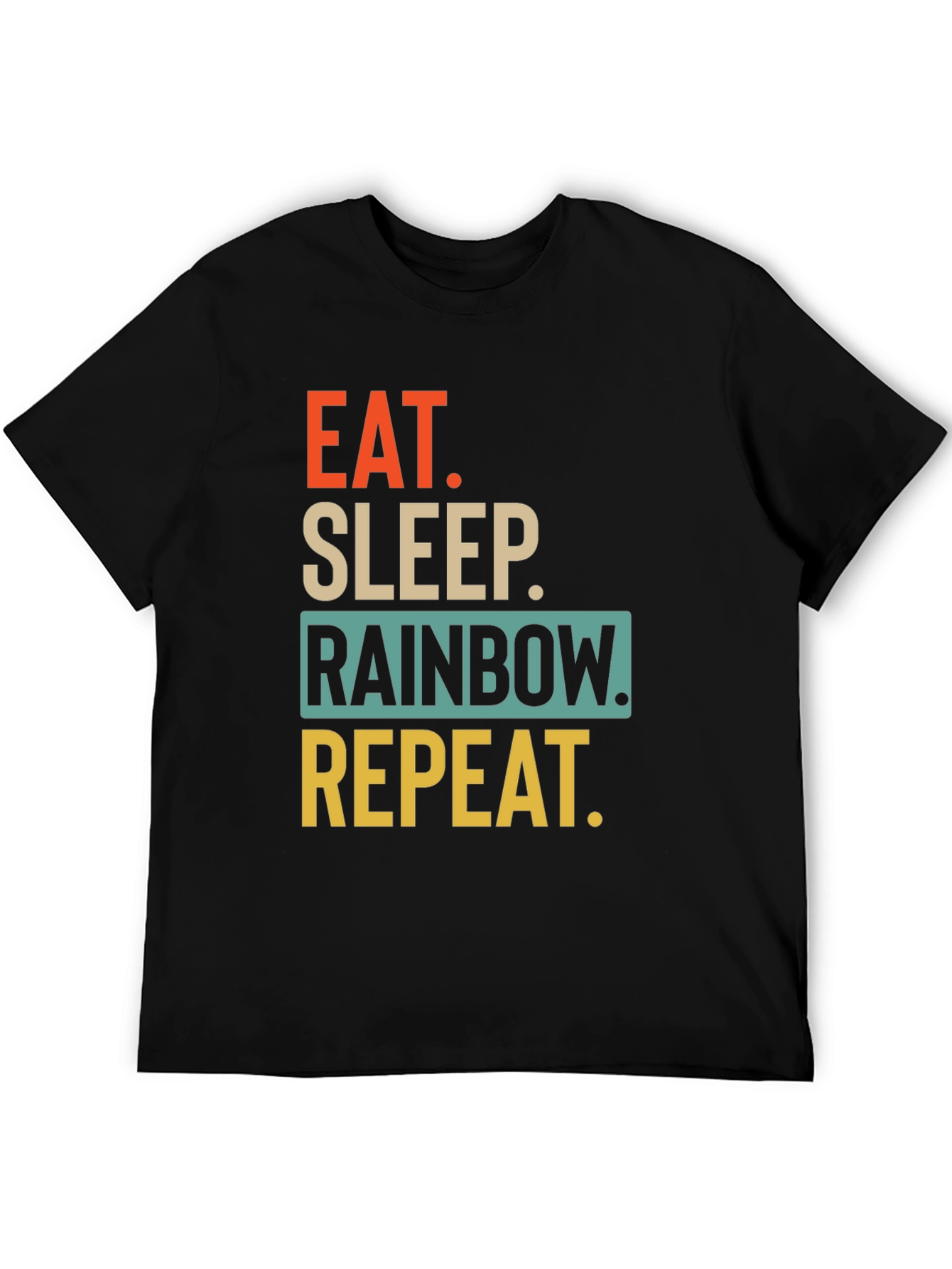 Black Eat Sleep Rainbow Repeat Graphic T-Shirt view 5