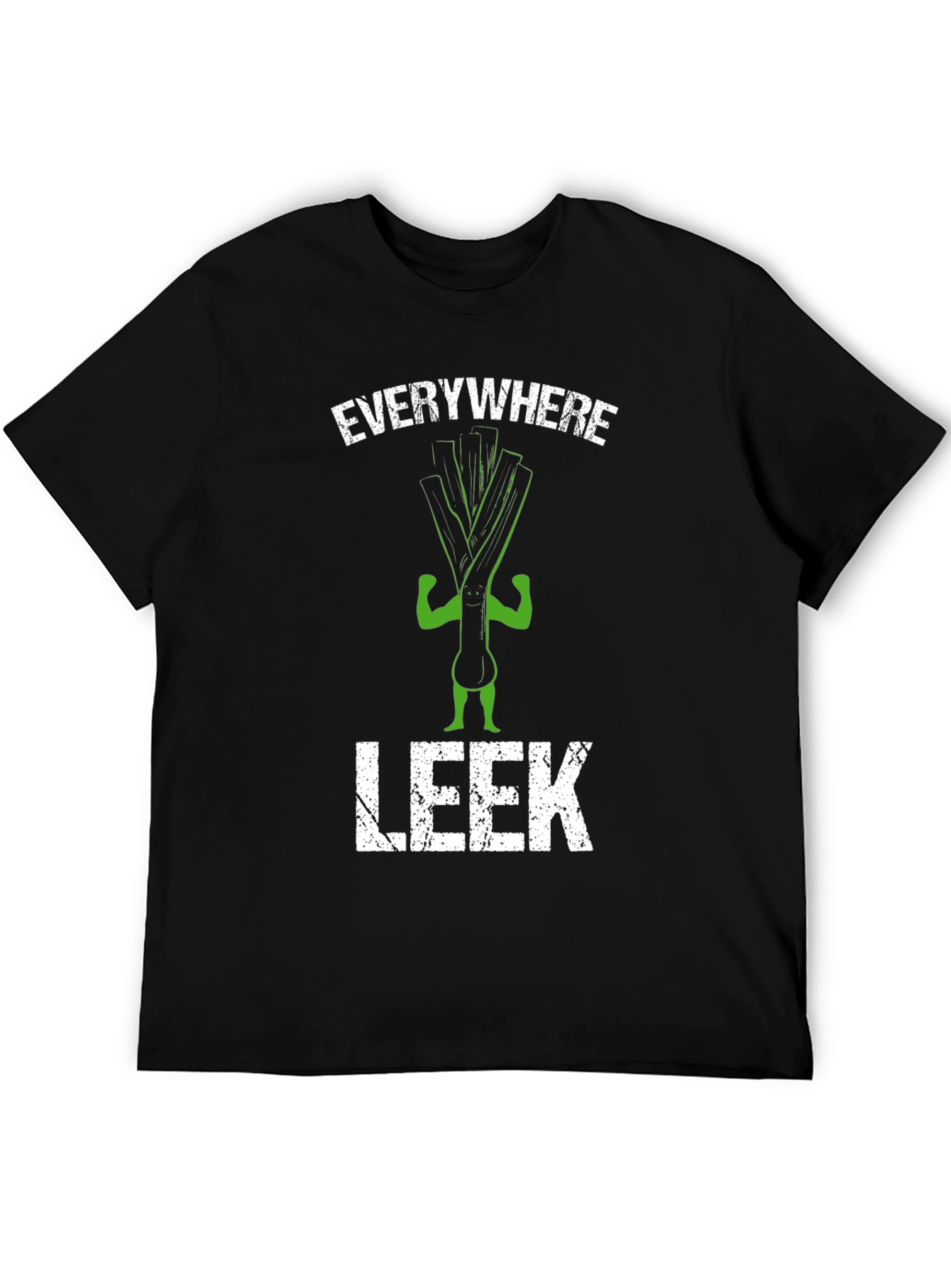 Black Everywhere Leek T-Shirt - Funny Vegetarian Pun Tee view 5