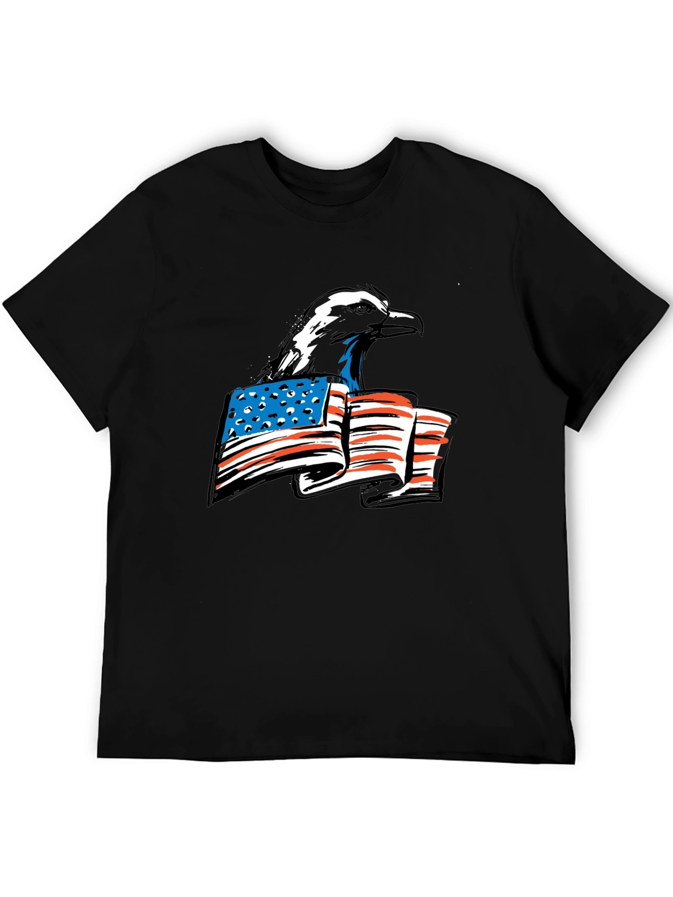 Black Bald Eagle American Flag Graphic Tee view 5