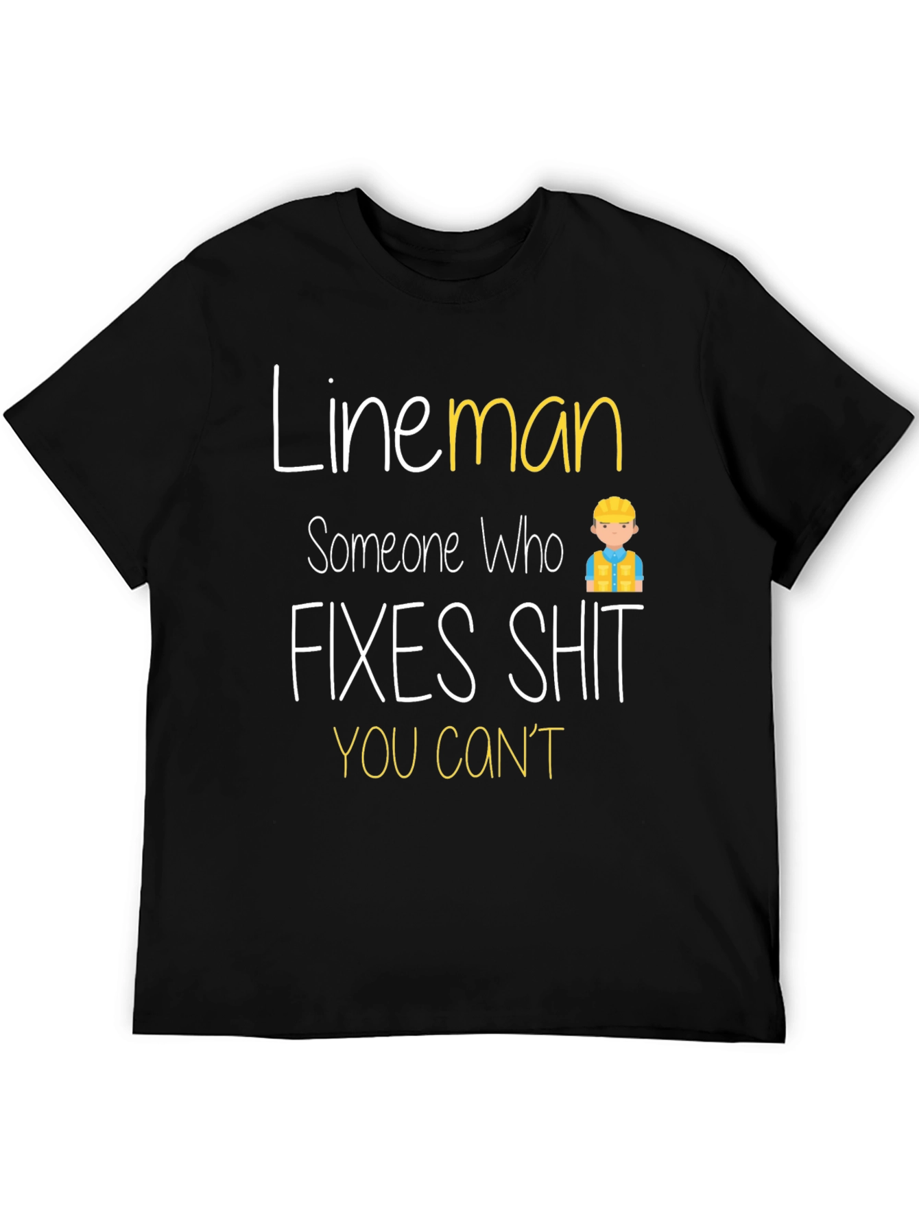 Black Lineman Fixes Shit You Can't T-Shirt view 5