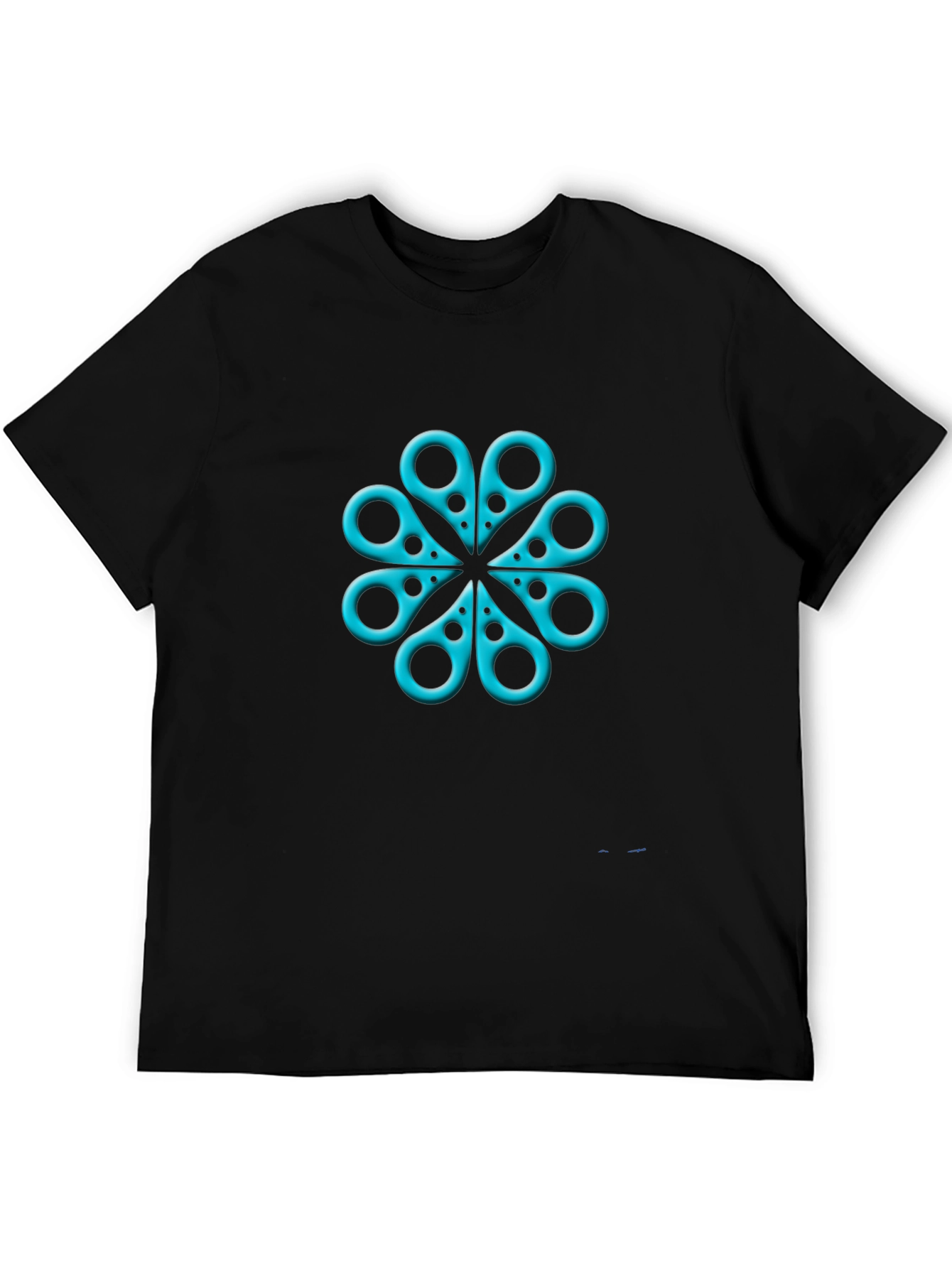 Black Cyan Scissors Floral Tee - Unique Graphic Design view 5