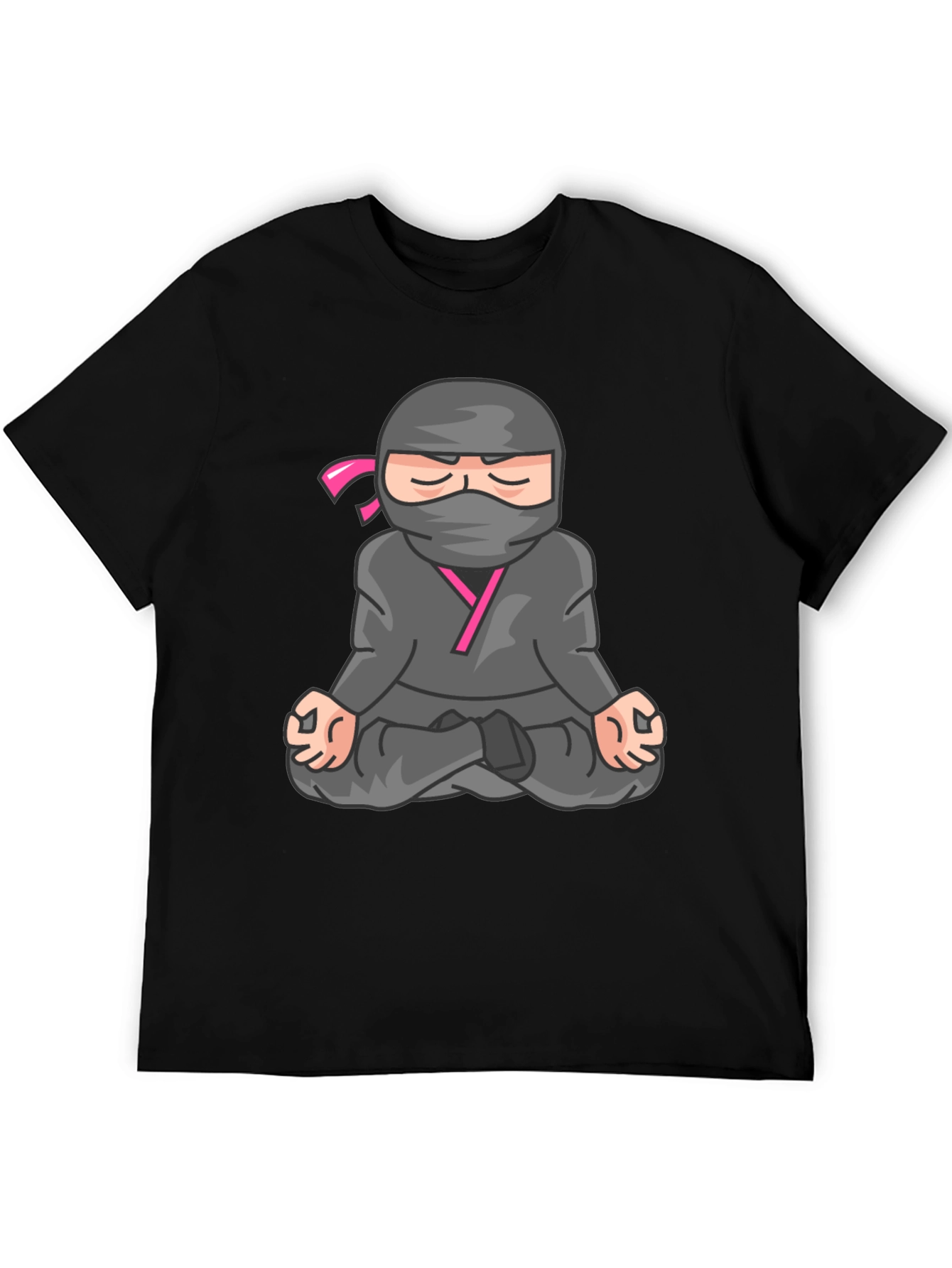 Black Meditating Ninja Graphic Tee - Black T-Shirt view 5