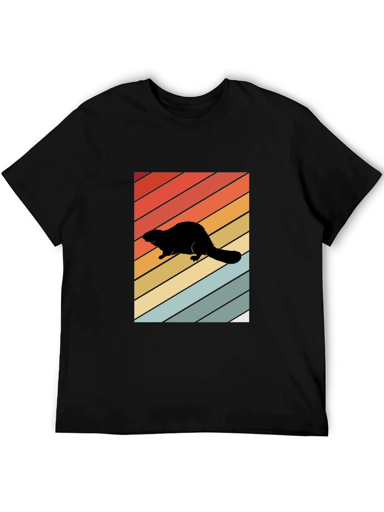 Black Retro Beaver Silhouette T-Shirt view 5