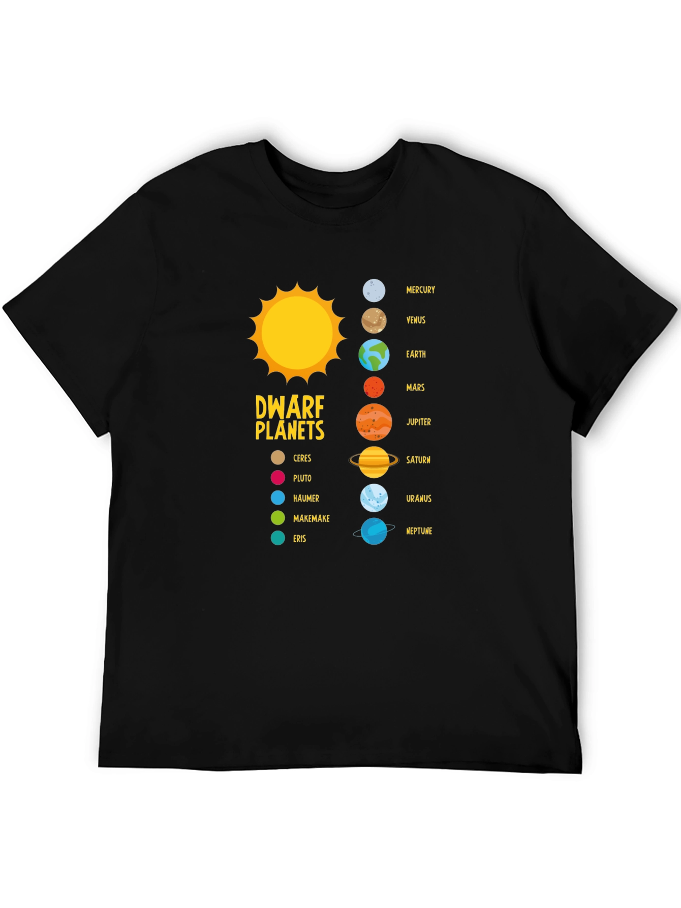 Black Solar System Planets Graphic T-Shirt view 5