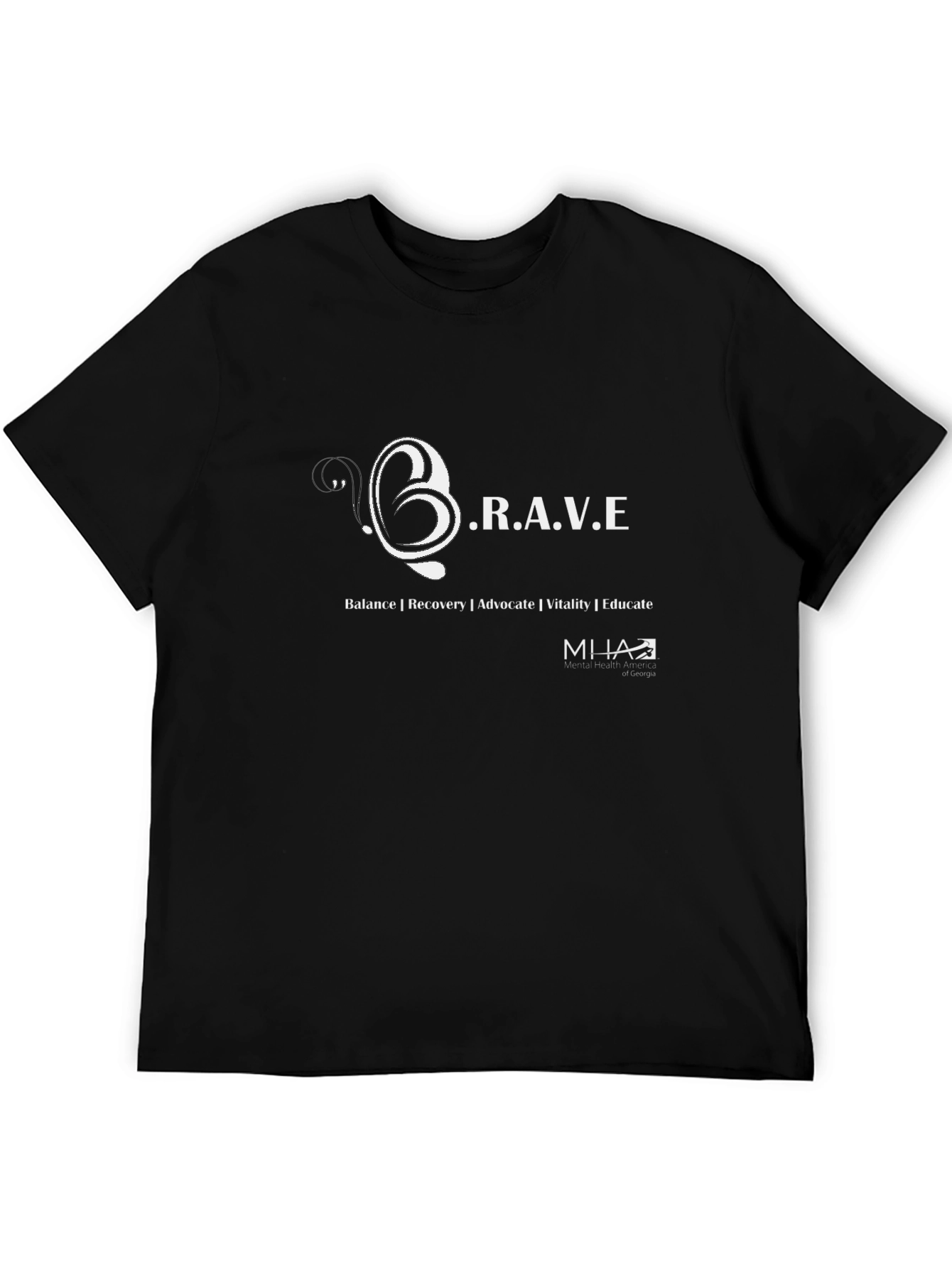 Black BRAVE Graphic T-Shirt Mental Health Advocate Tee view 5