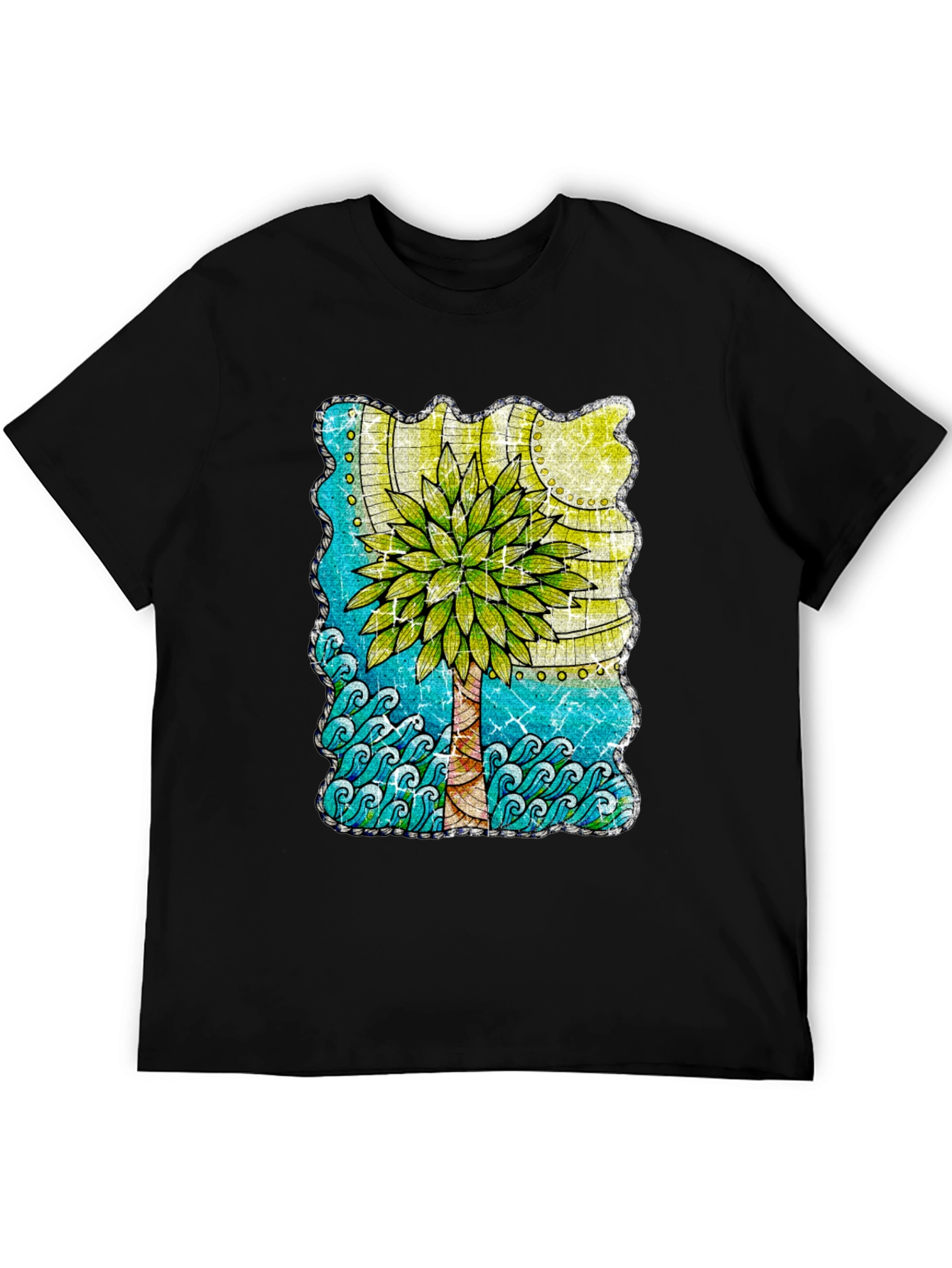 Black Palm Tree Graphic T-Shirt - Tropical Beach Vibes view 5