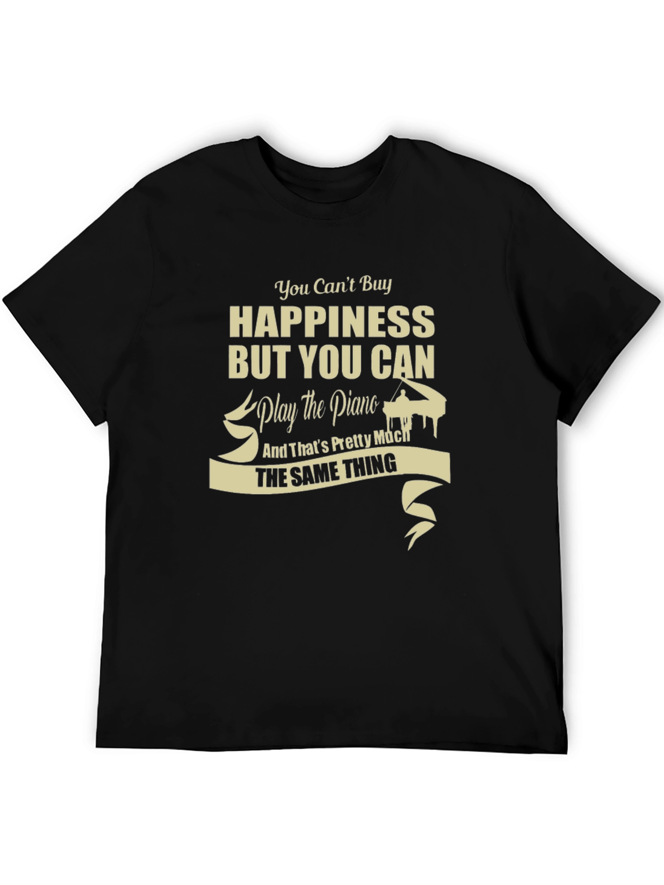 Black Happiness Piano T-Shirt - Musical Gift view 5