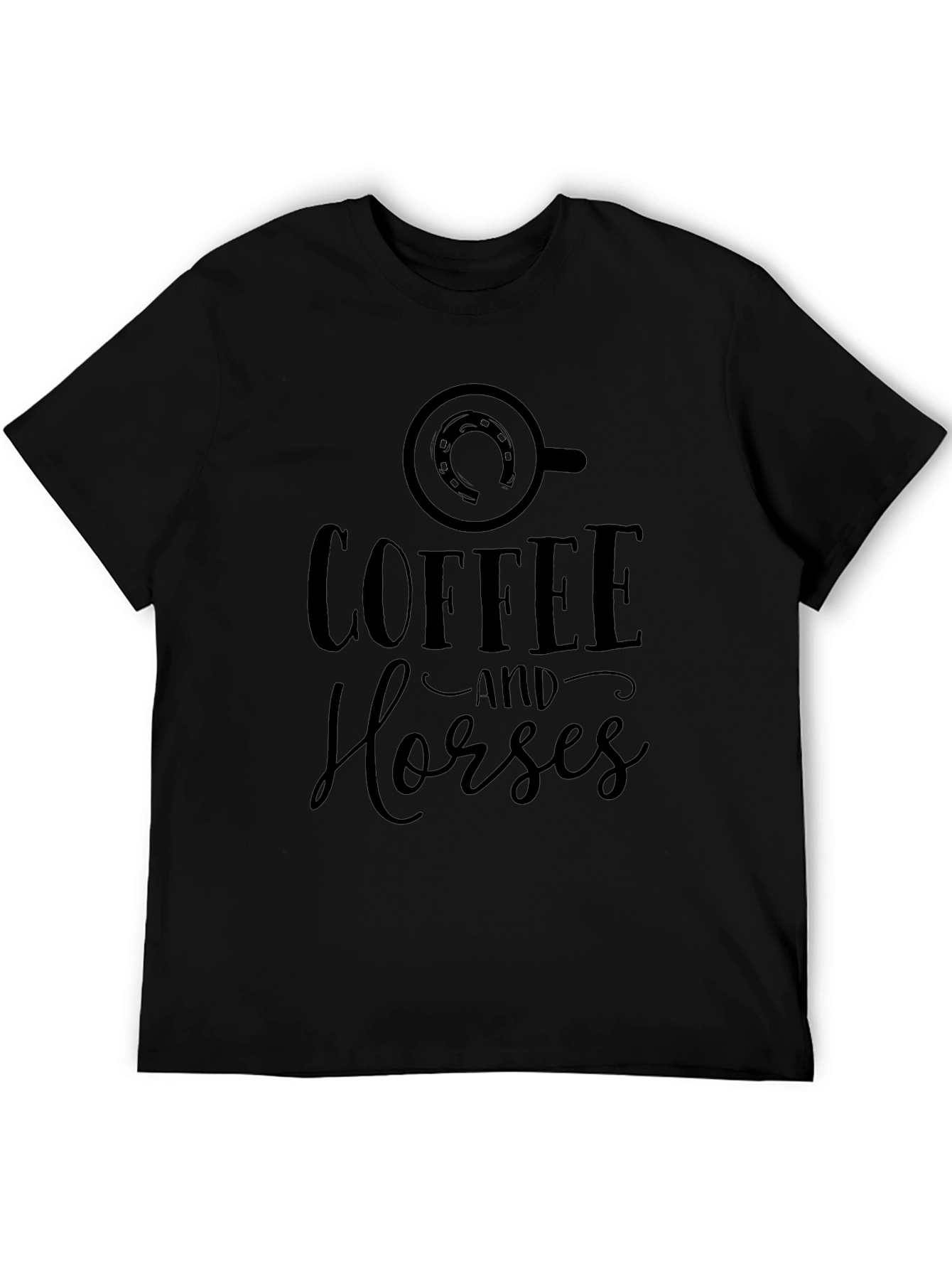 Black Coffee and Horses Graphic Tee - Unisex Black T-Shirt view 5