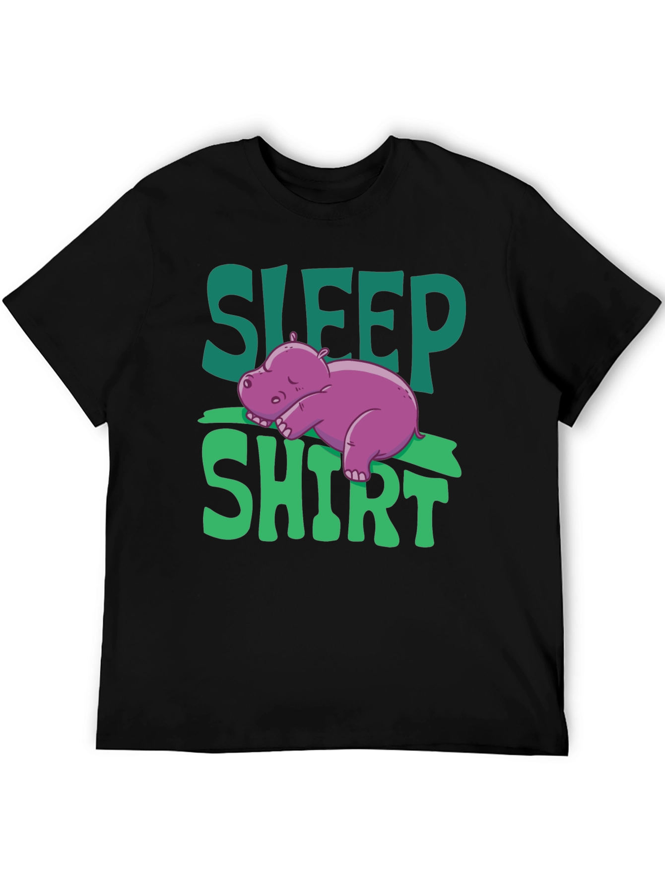 Black Sleep Shirt Hippo Graphic Tee view 5