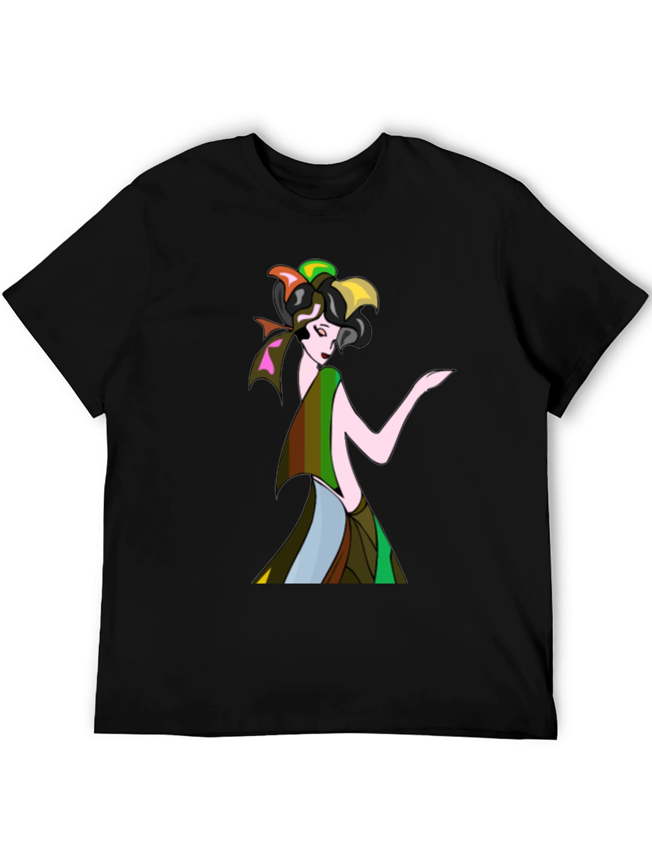 Black Art Deco Woman Black T-Shirt view 5
