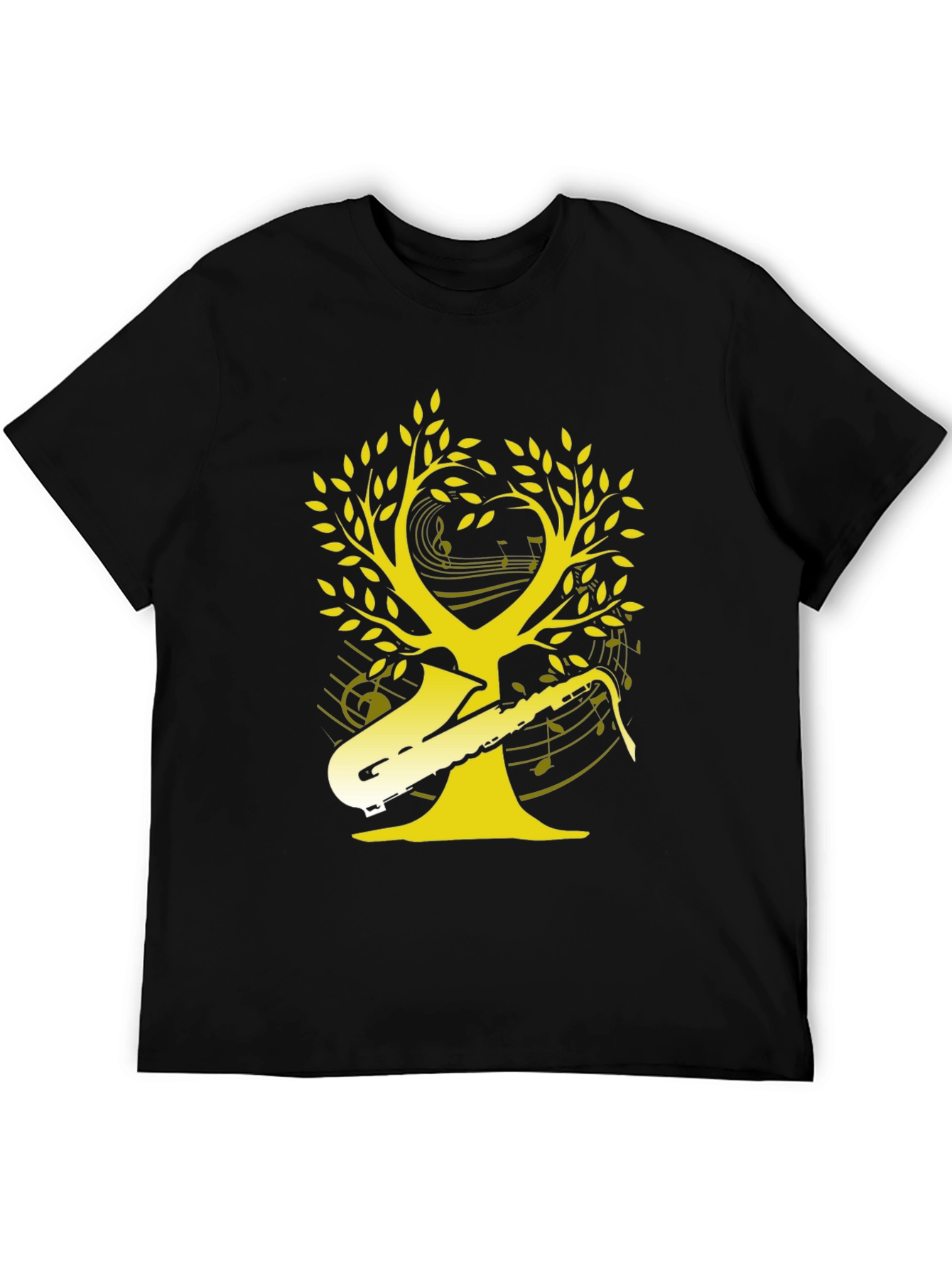 Black Saxophone Music Tree Graphic T-Shirt view 5