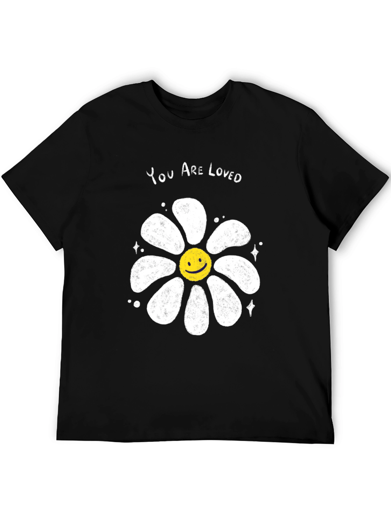 Black You Are Loved Graphic Tee - Smiley Flower view 5