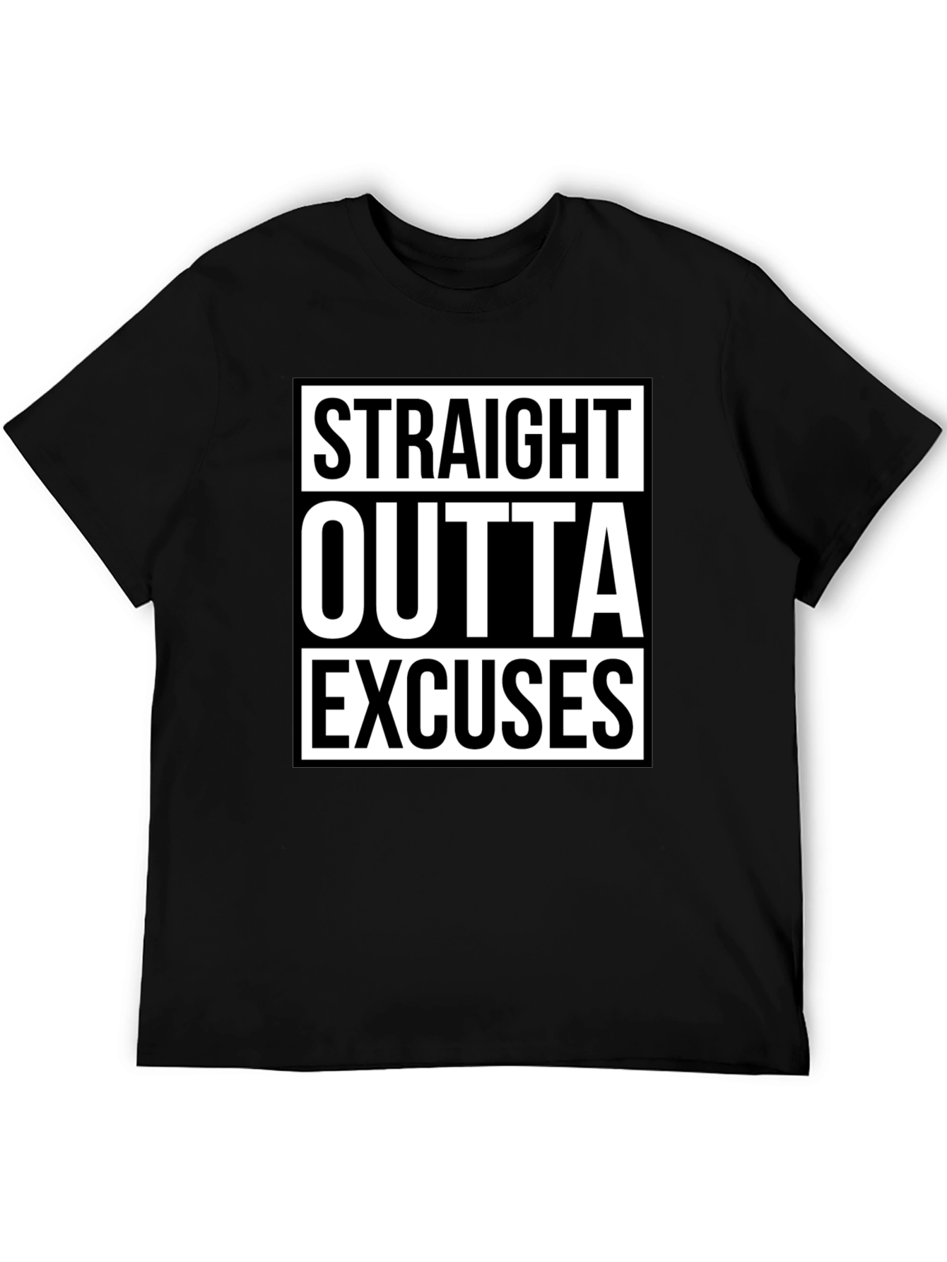 Black Straight Outta Excuses Black Graphic Tee view 5