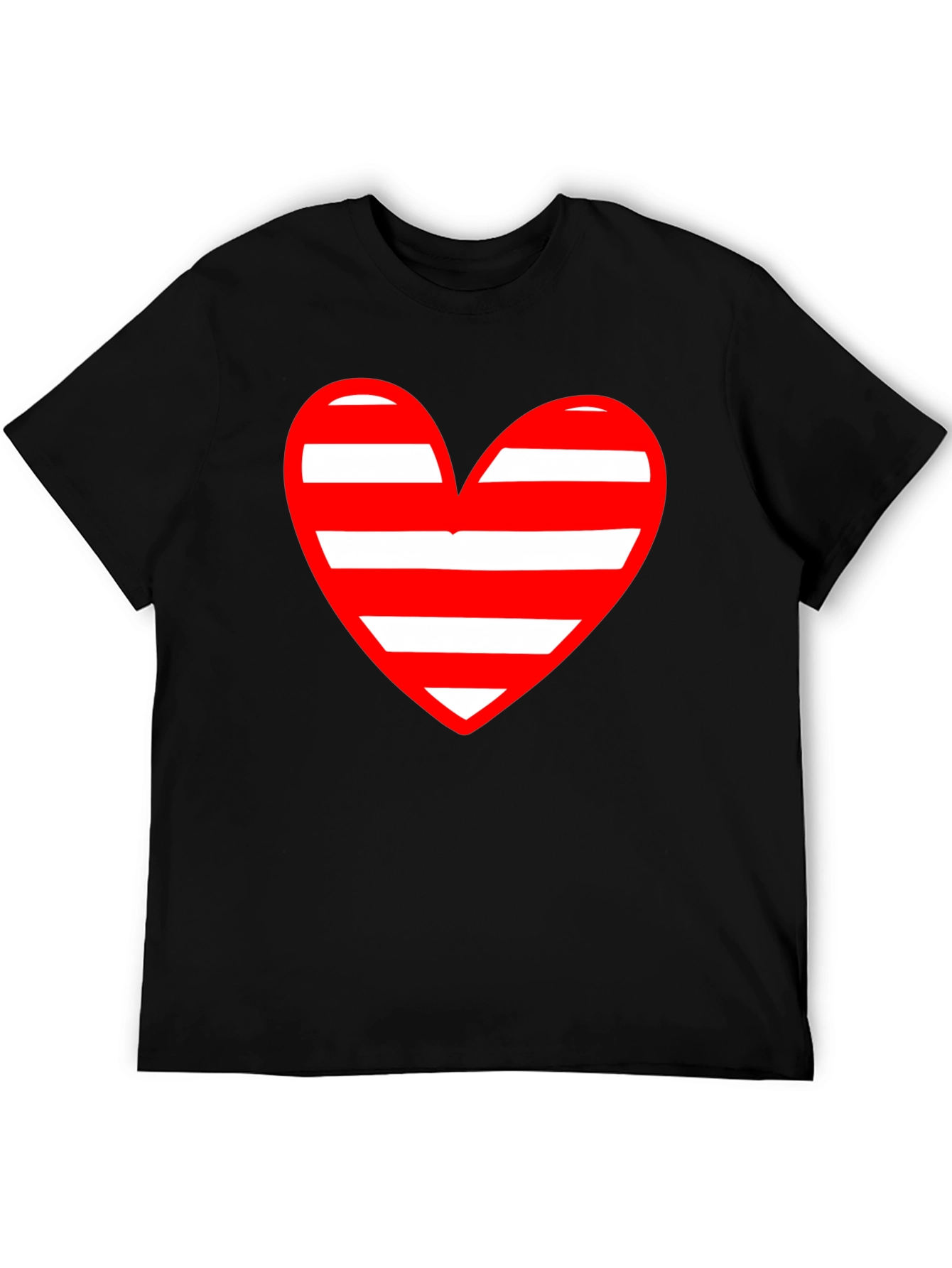 Black Striped Heart Graphic Black T-Shirt view 5