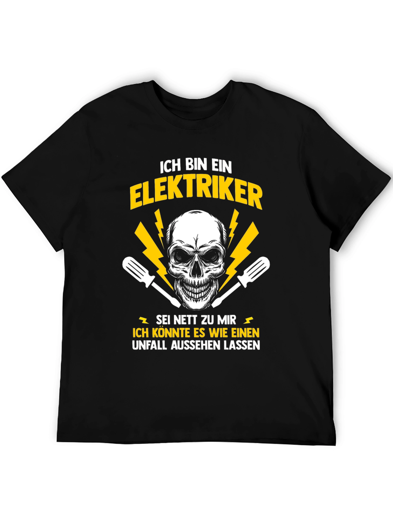 Black Electrician Skull T-Shirt - Funny Gift view 5