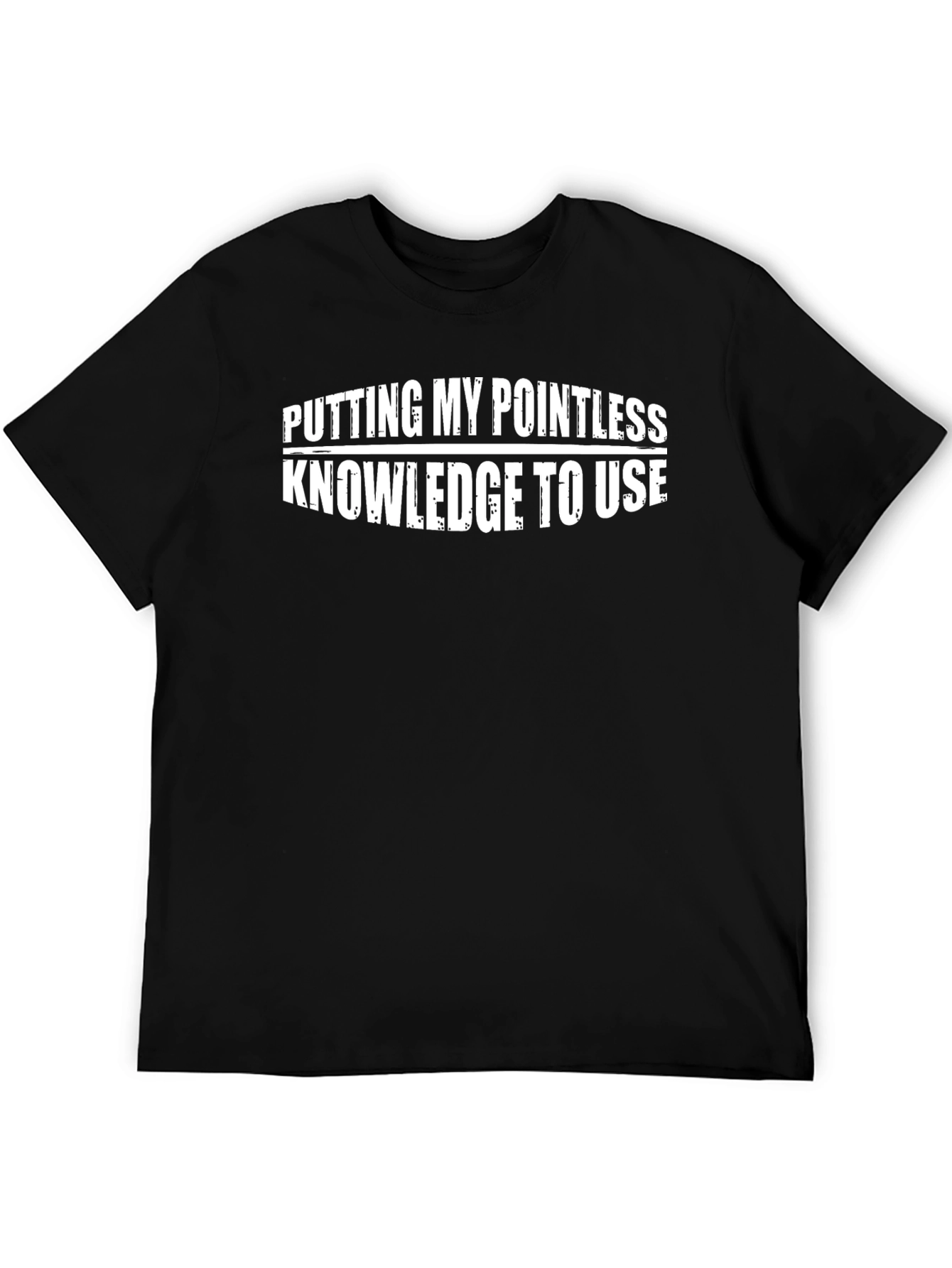 Black Pointless Knowledge T-Shirt - Funny Slogan Tee view 5