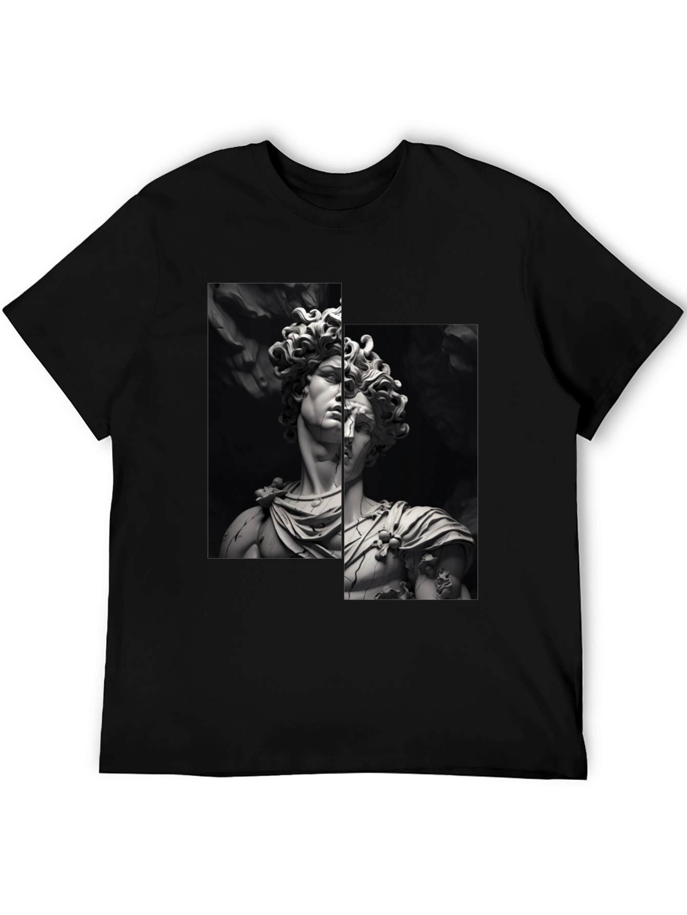 Black David Sculpture Graphic Tee - Black Cotton T-Shirt view 5