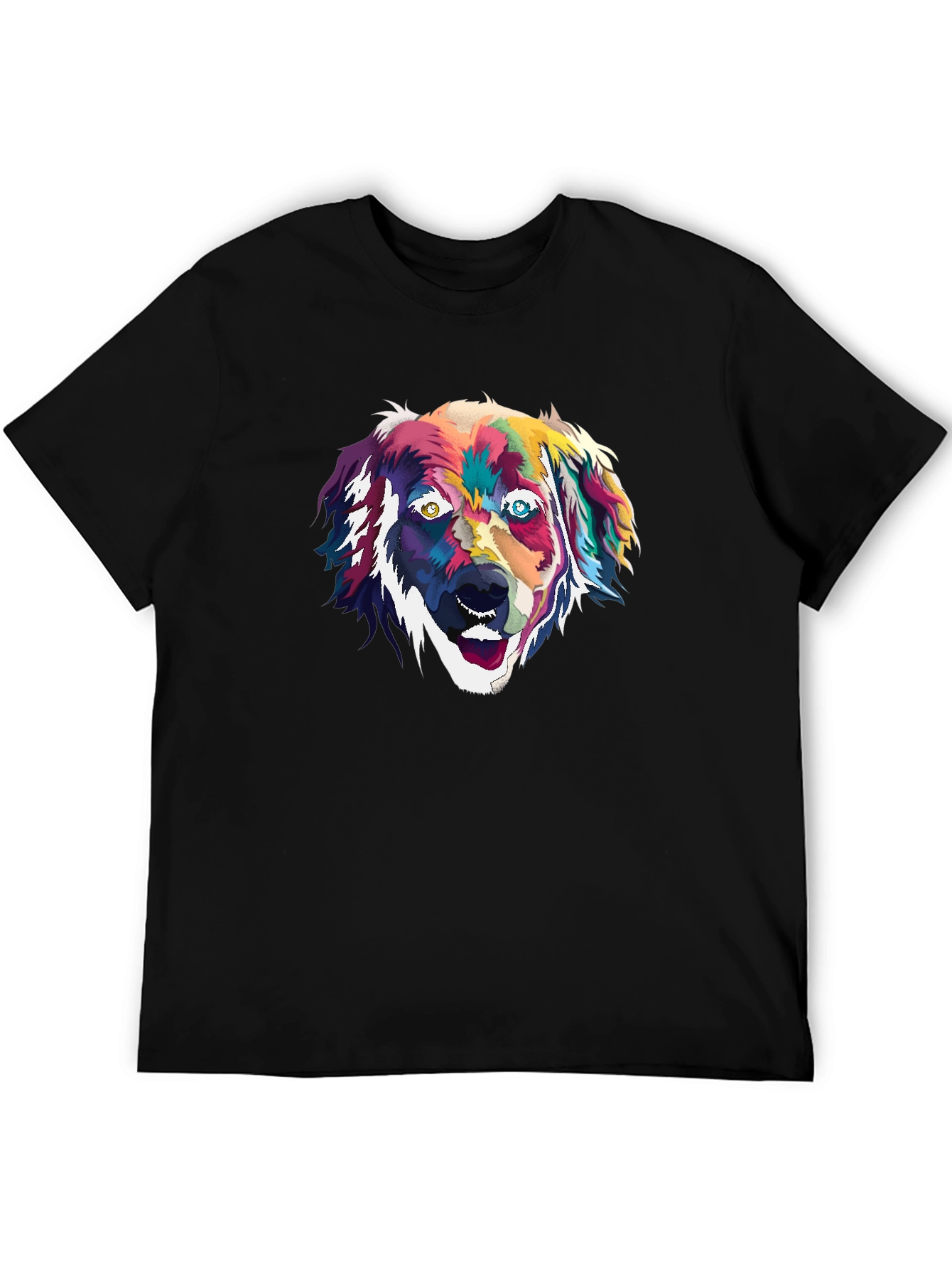 Black Colorful Dog Portrait Graphic Tee - Black view 5