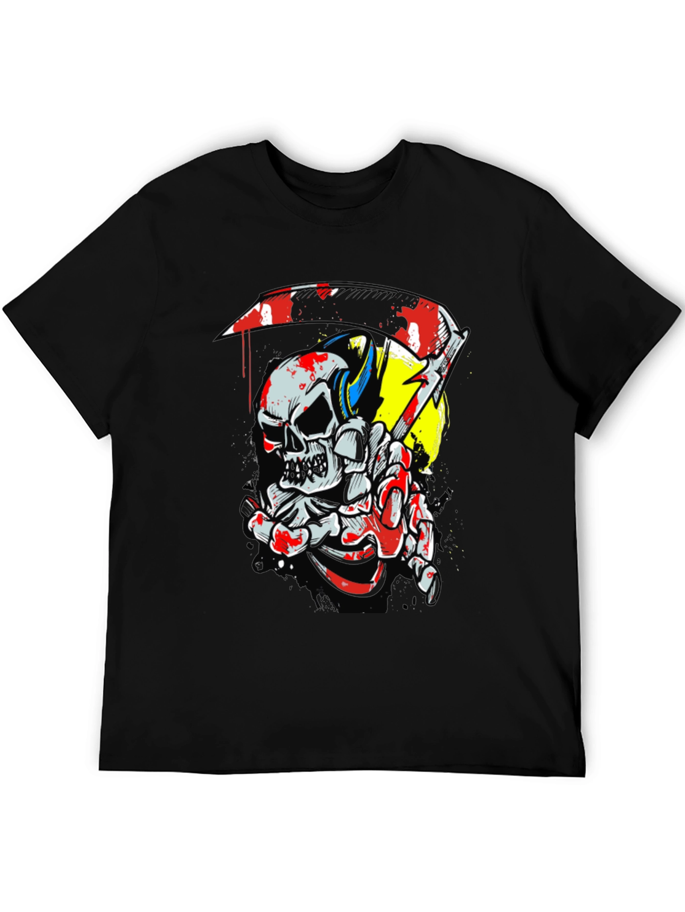 Skull & Scythe Graphic Tee - Edgy Men's Black T-Shirt - 5
