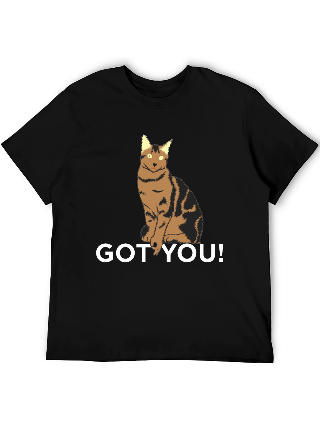 Black Got You! Cat Graphic T-Shirt - Unisex Black Tee view 5