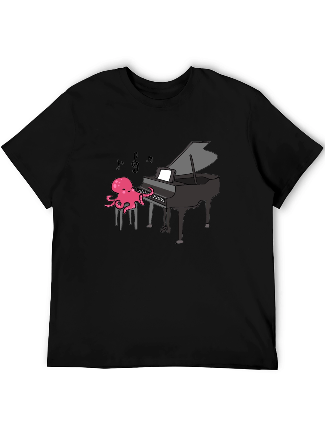 Black Octopus Pianist T-Shirt - Musical Ocean Tee view 5