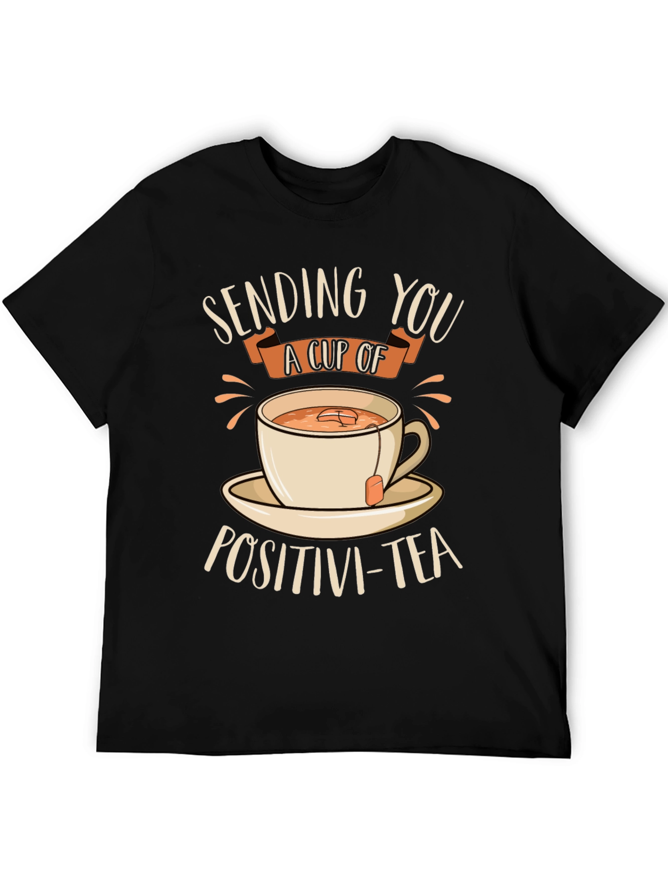 Black Sending You Positivi-Tea Black Graphic T-Shirt view 5