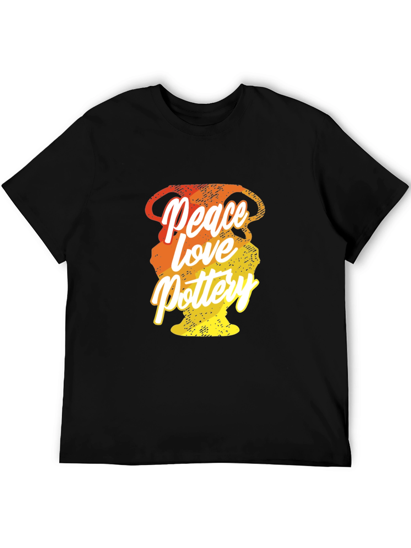 Black Peace Love Pottery Graphic T-Shirt - Stylish Crew Neck Tee view 5