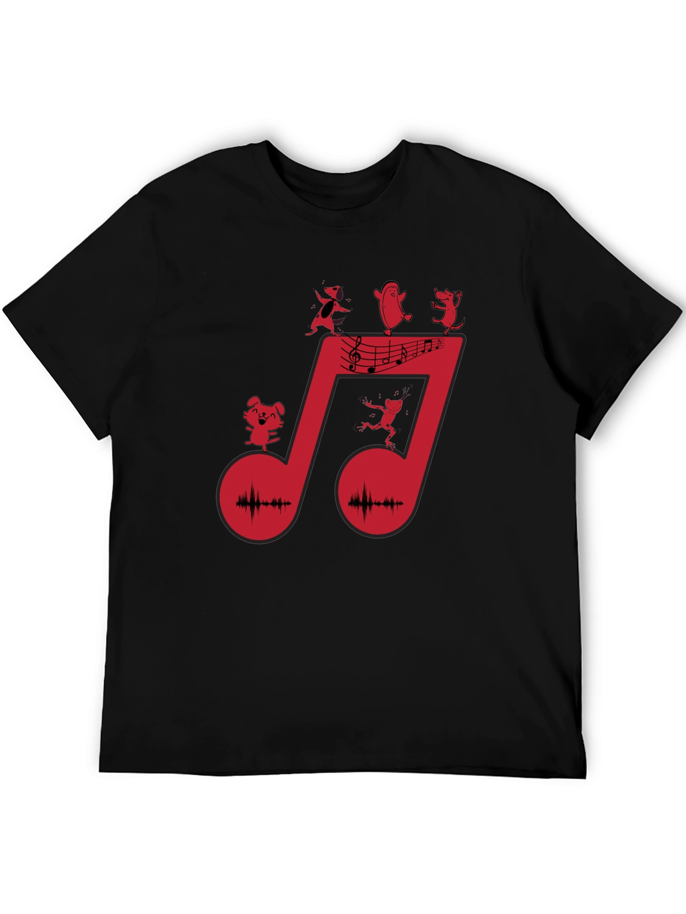 Musical Note Graphic Tee - Black Cotton T-Shirt - 5