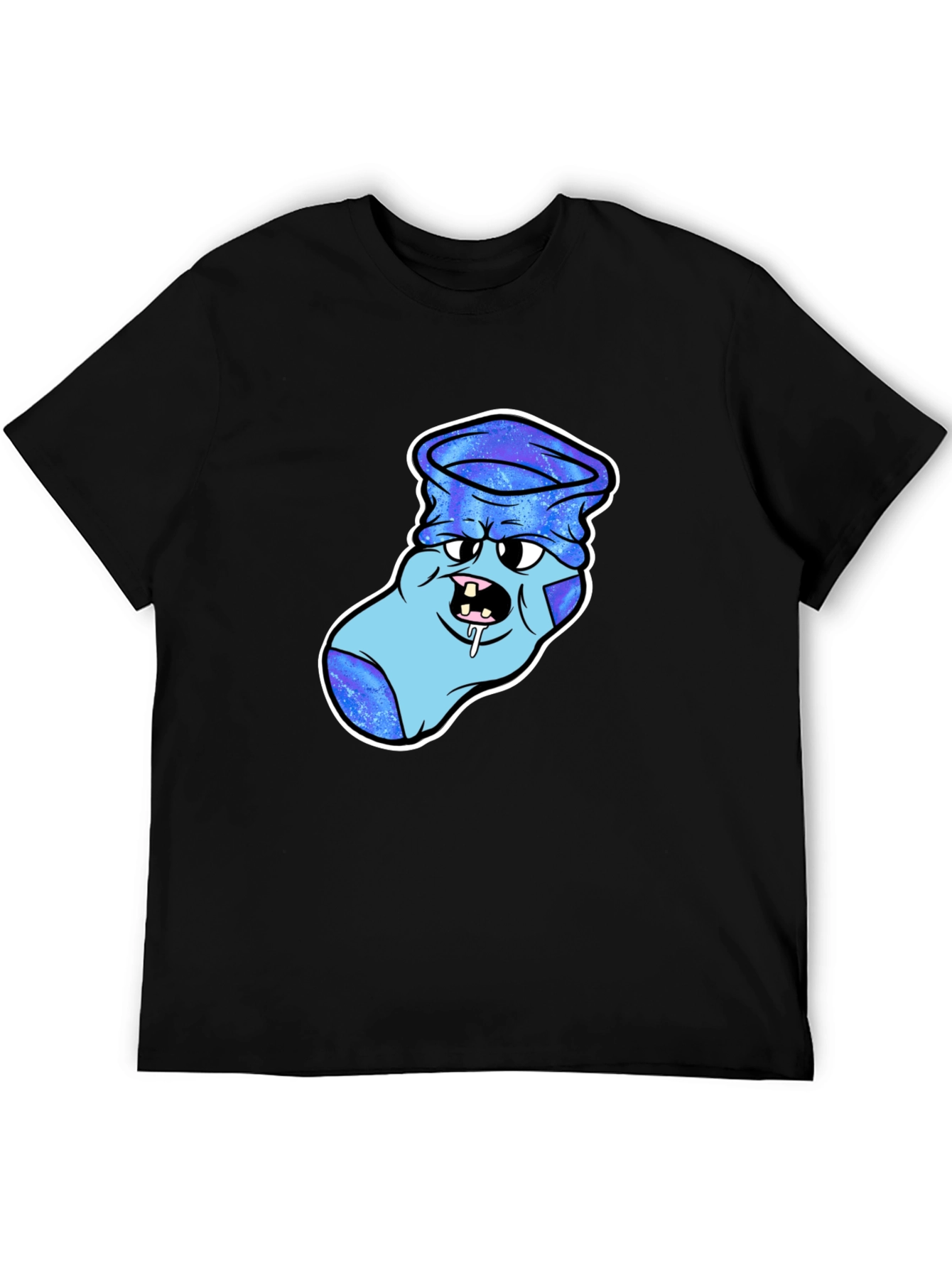 Black Cartoon Sock Monster Graphic T-Shirt view 5