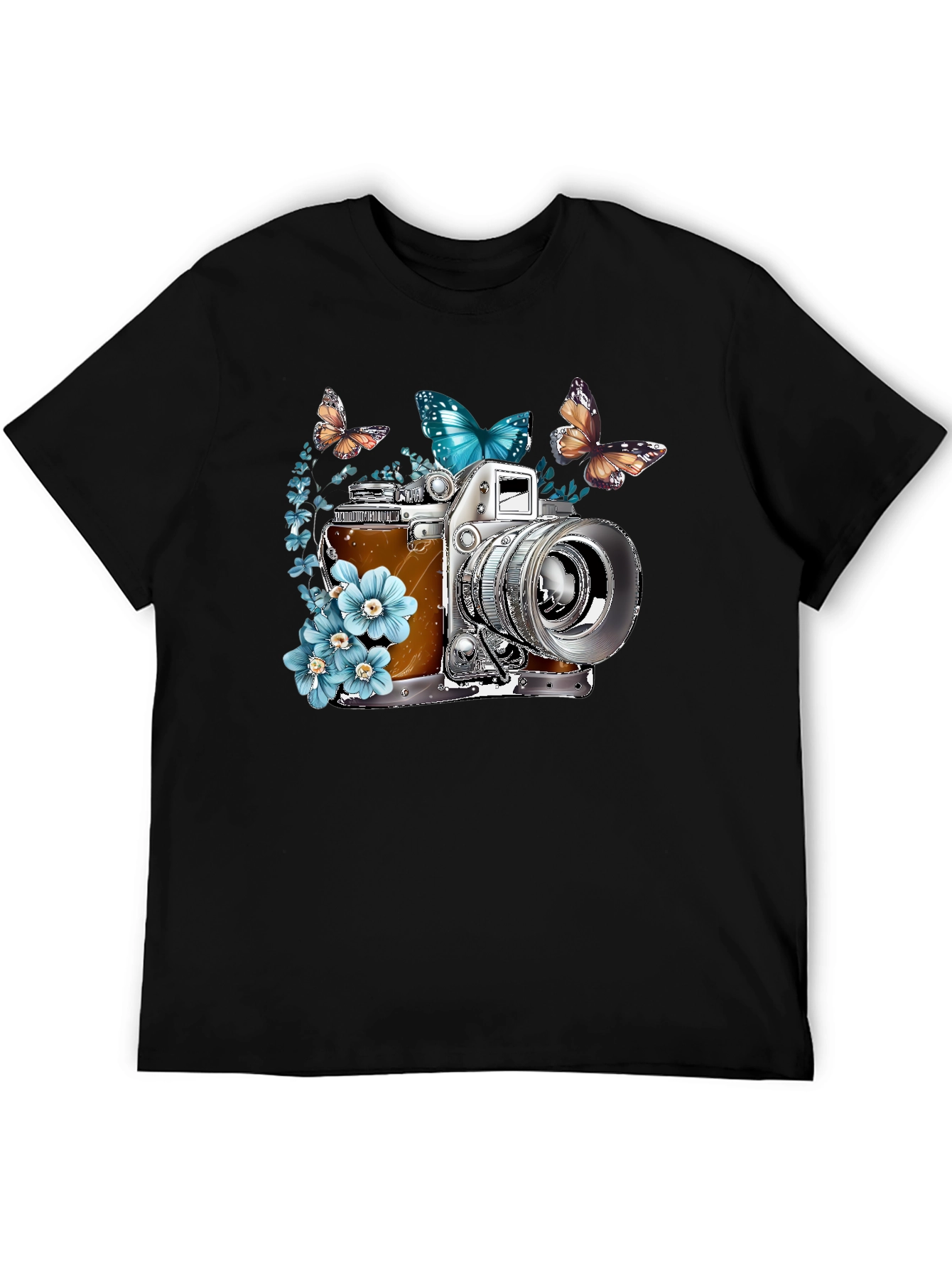 Black Vintage Camera & Butterfly Graphic Tee view 5