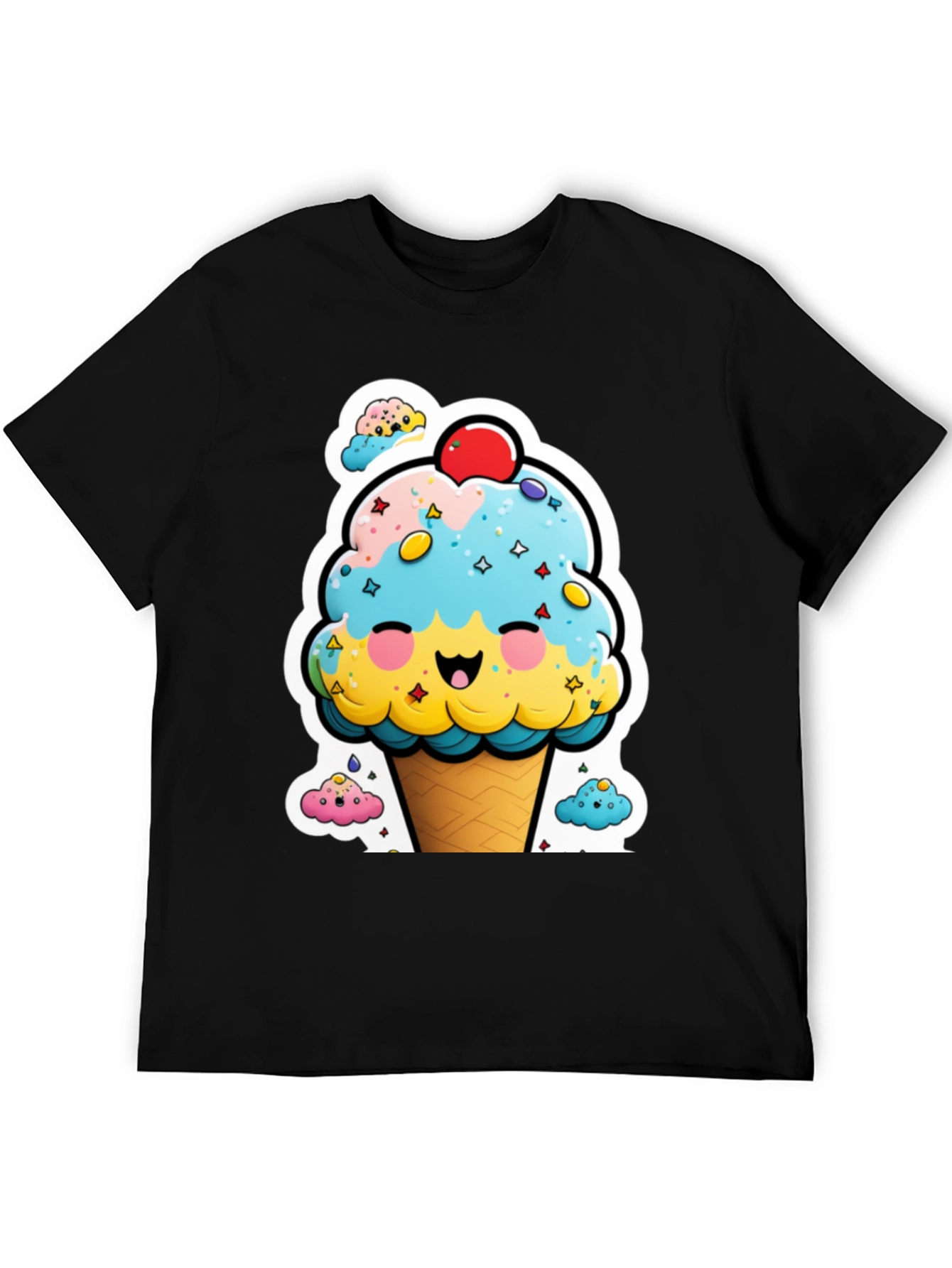 Black Cute Ice Cream Cone Graphic Tee view 5