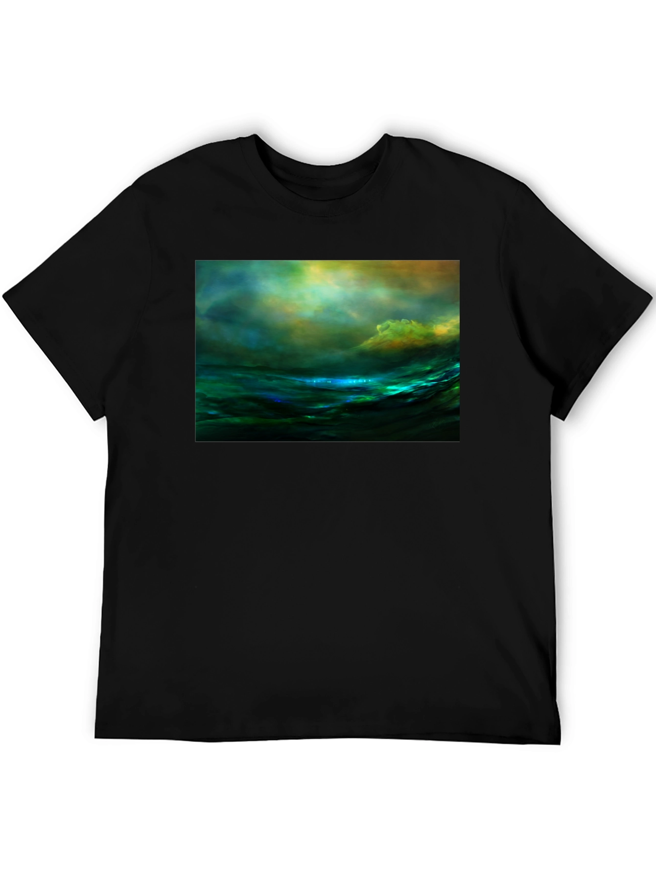 Black Ocean Wave Art T-Shirt view 5
