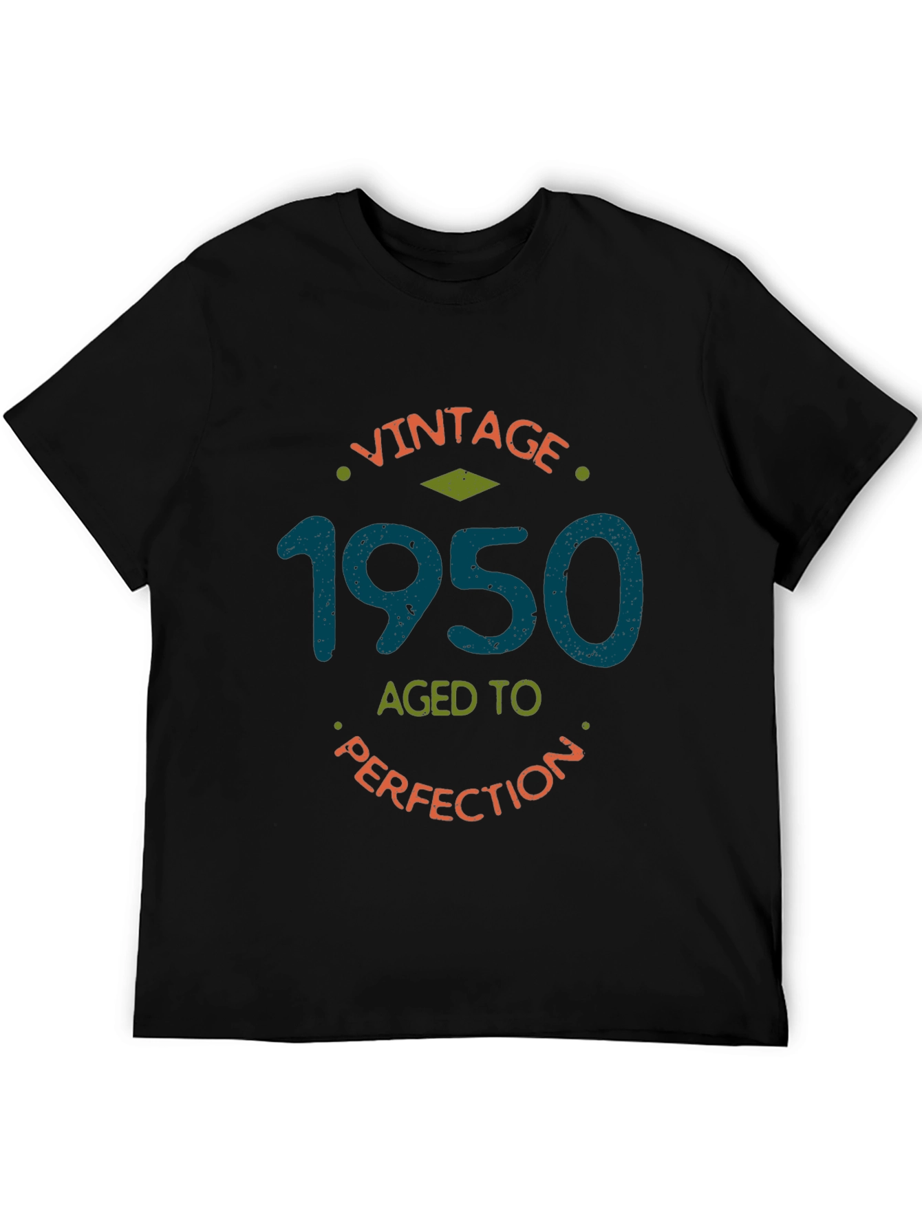 Black Vintage 1950 Aged to Perfection Black T-Shirt view 5