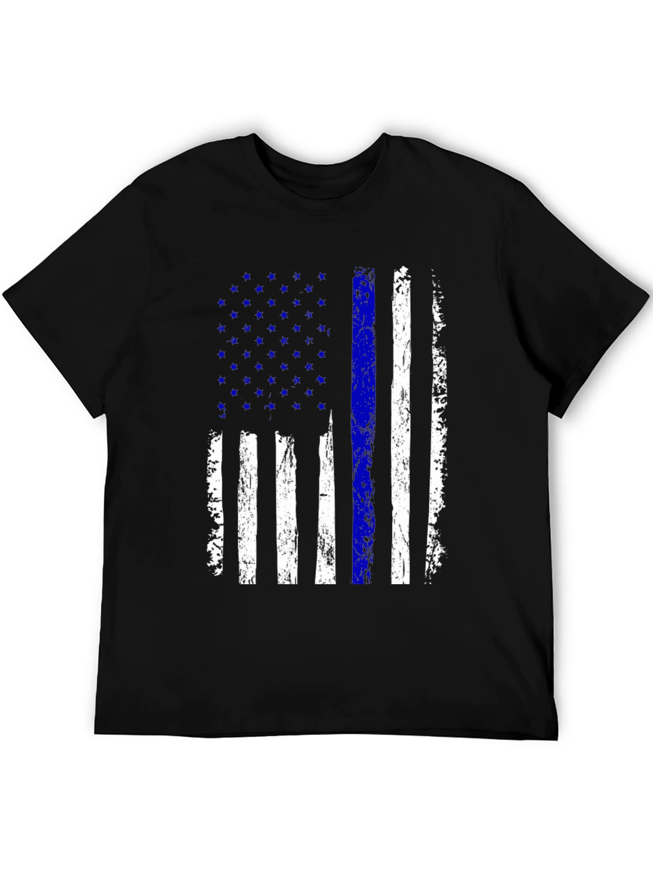 Distressed Thin Blue Line American Flag T-Shirt - 5