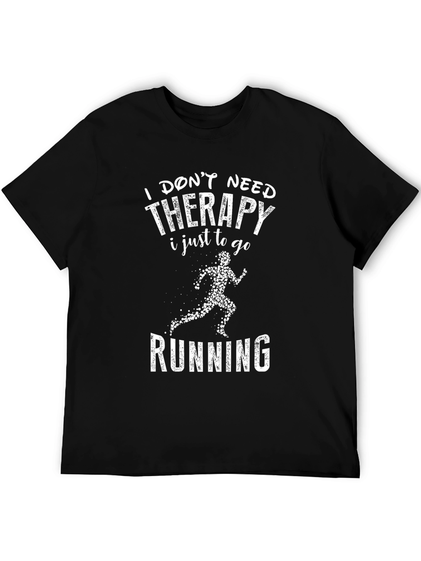 Black Running Therapy T-Shirt: Funny Workout Tee view 5