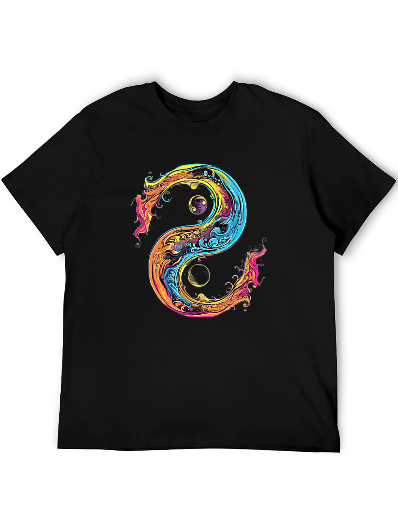 Black Yin Yang Graphic Black T-Shirt view 5