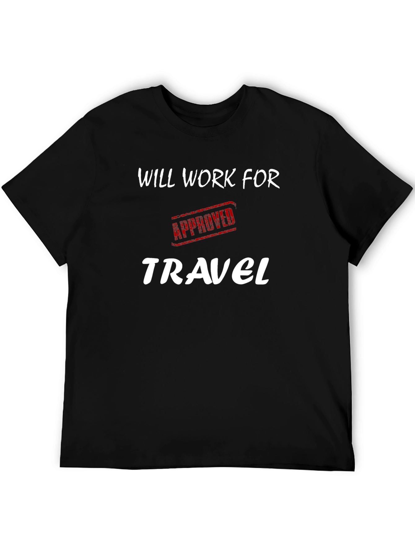 Will Work For Travel T-Shirt - Black Crew Neck - 5
