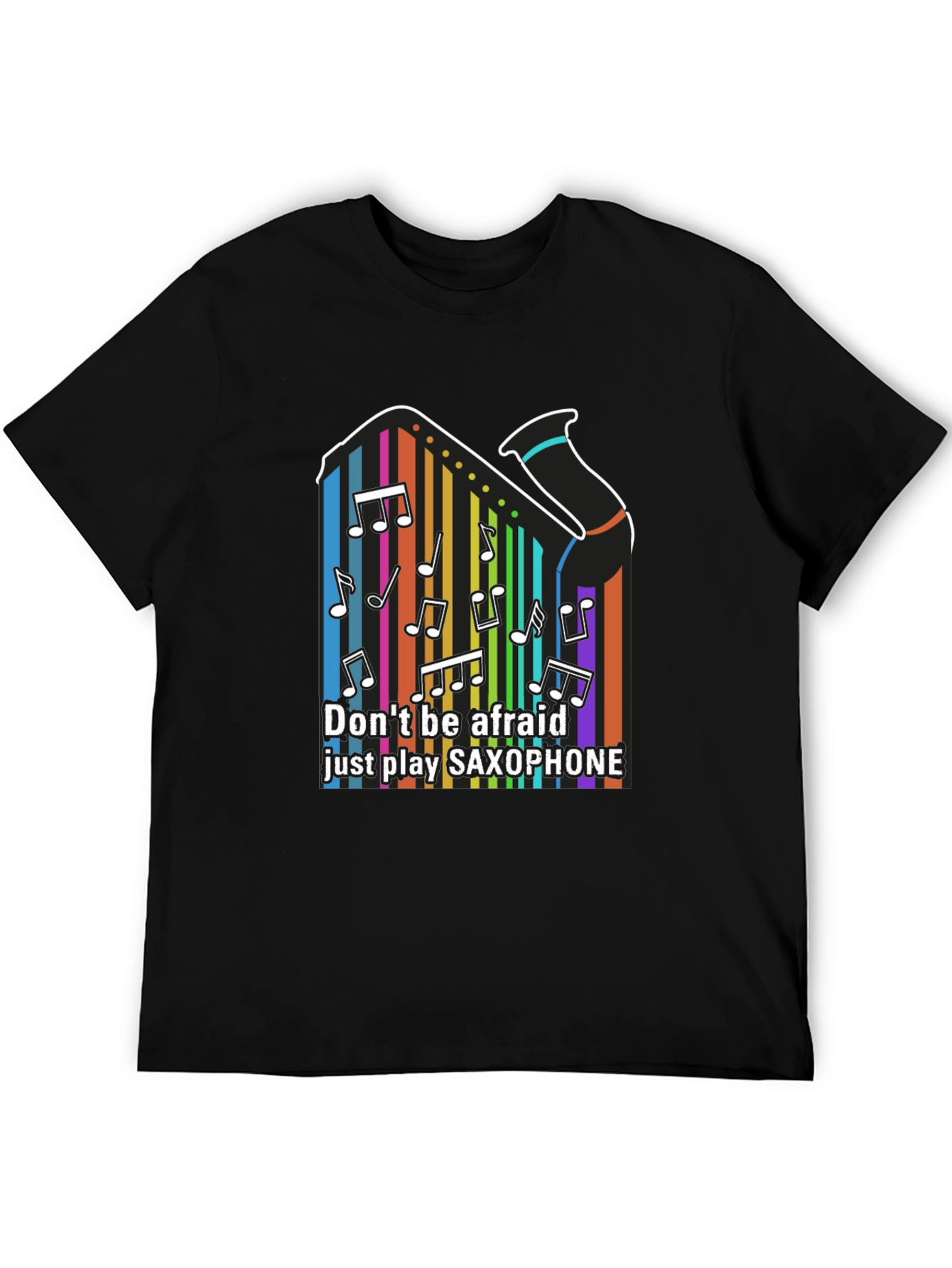 Black Colorful Saxophone Music T-Shirt: Play Fearlessly view 5
