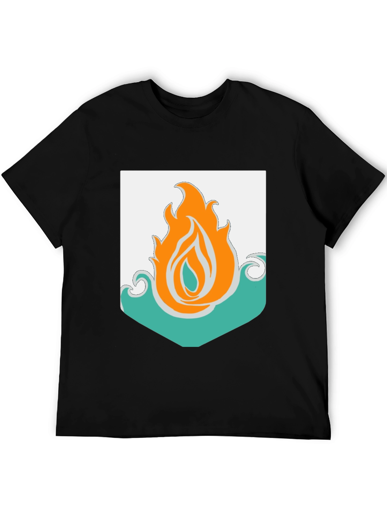 Black Fire and Water Graphic Tee - Black Cotton Blend T-Shirt view 5