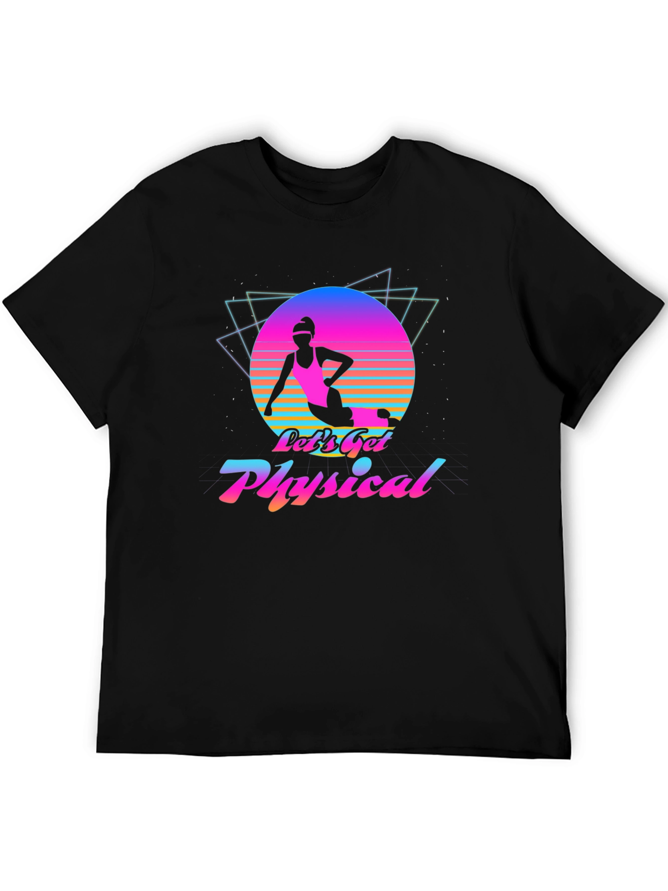 Black Let's Get Physical T-Shirt Retro Graphic Tee view 5