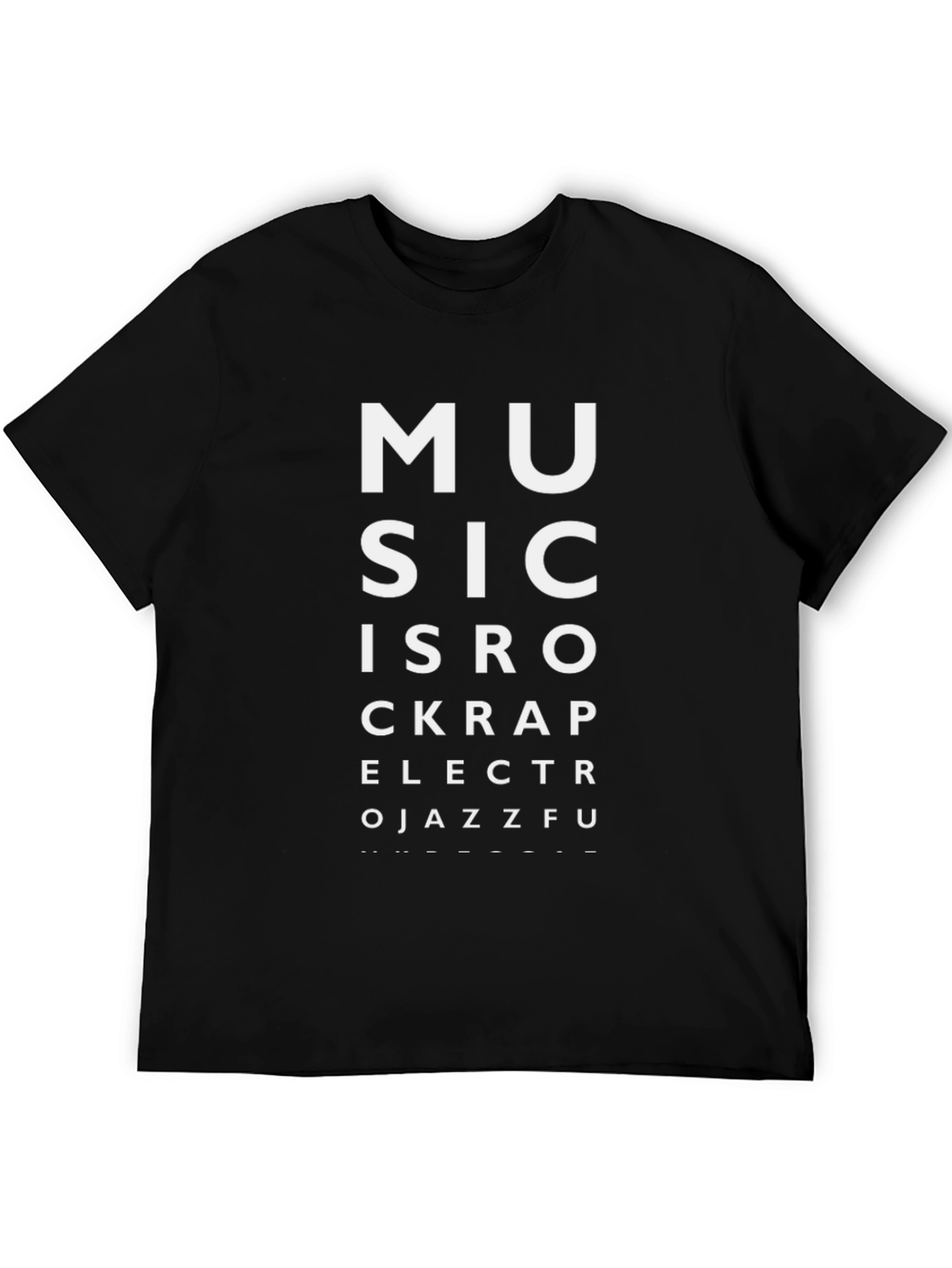 Black Music Genre Eye Chart Black T-Shirt view 5