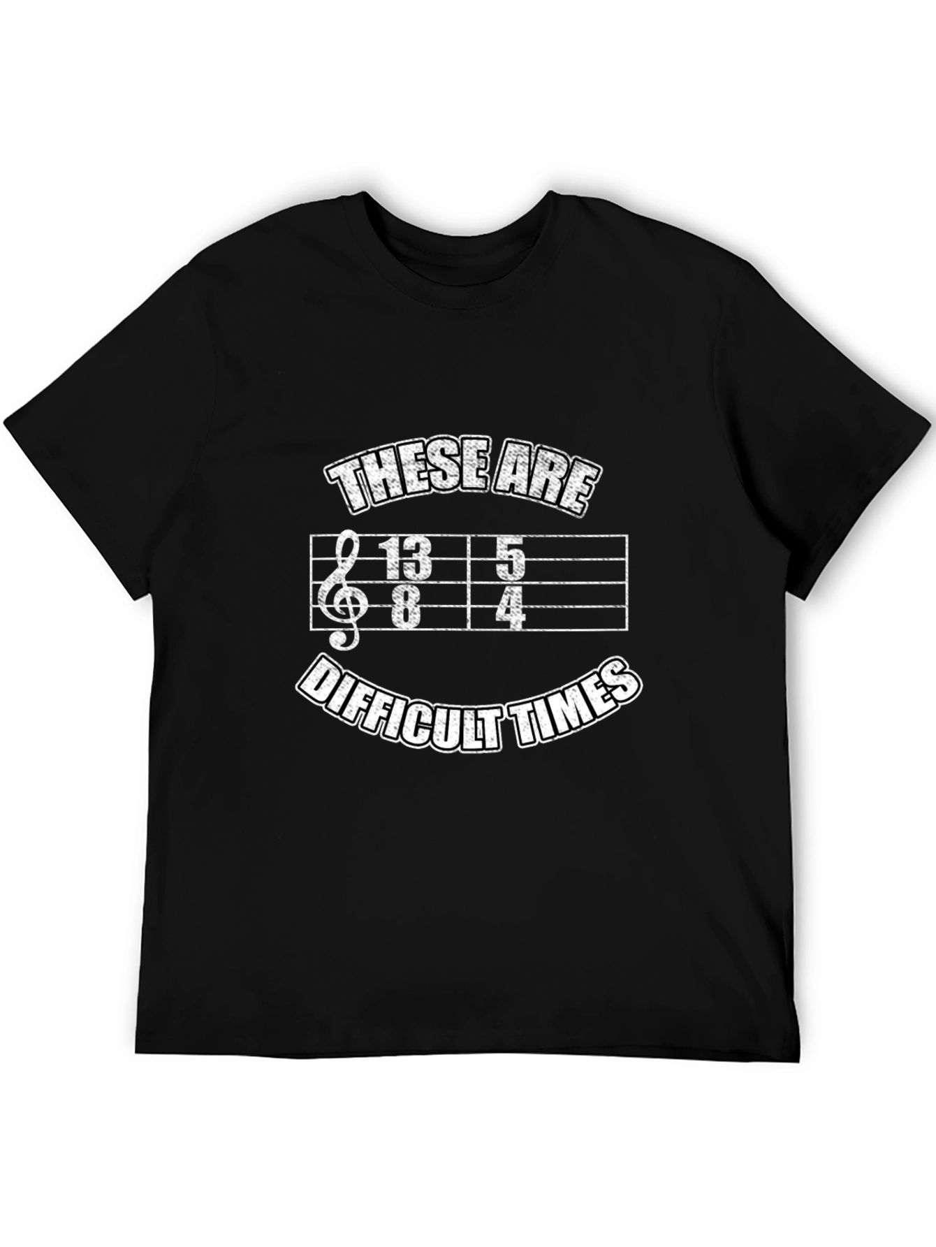 Black Difficult Times Music Humor T-Shirt view 5