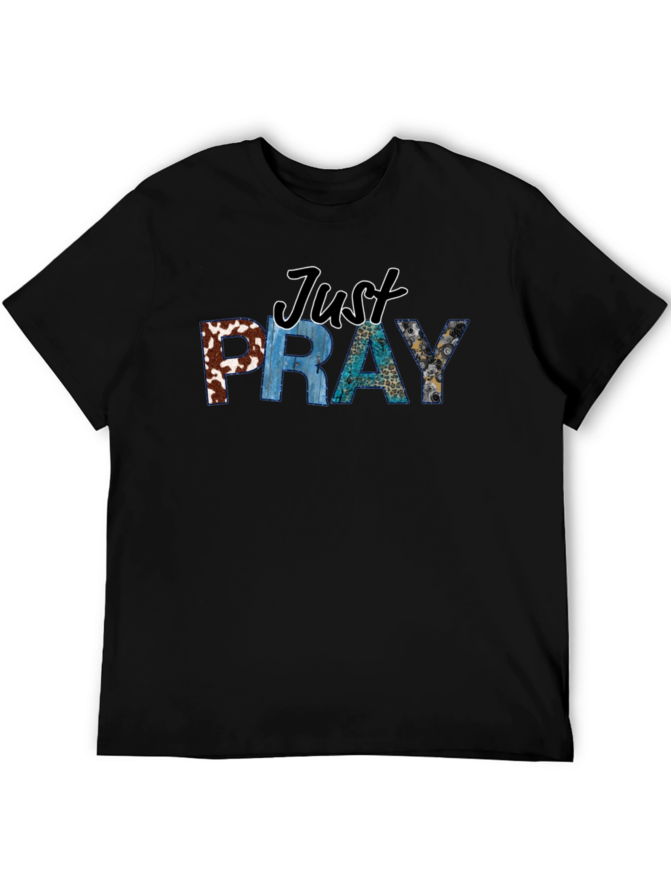 Black Just Pray T-Shirt - Religious Graphic Tee view 5