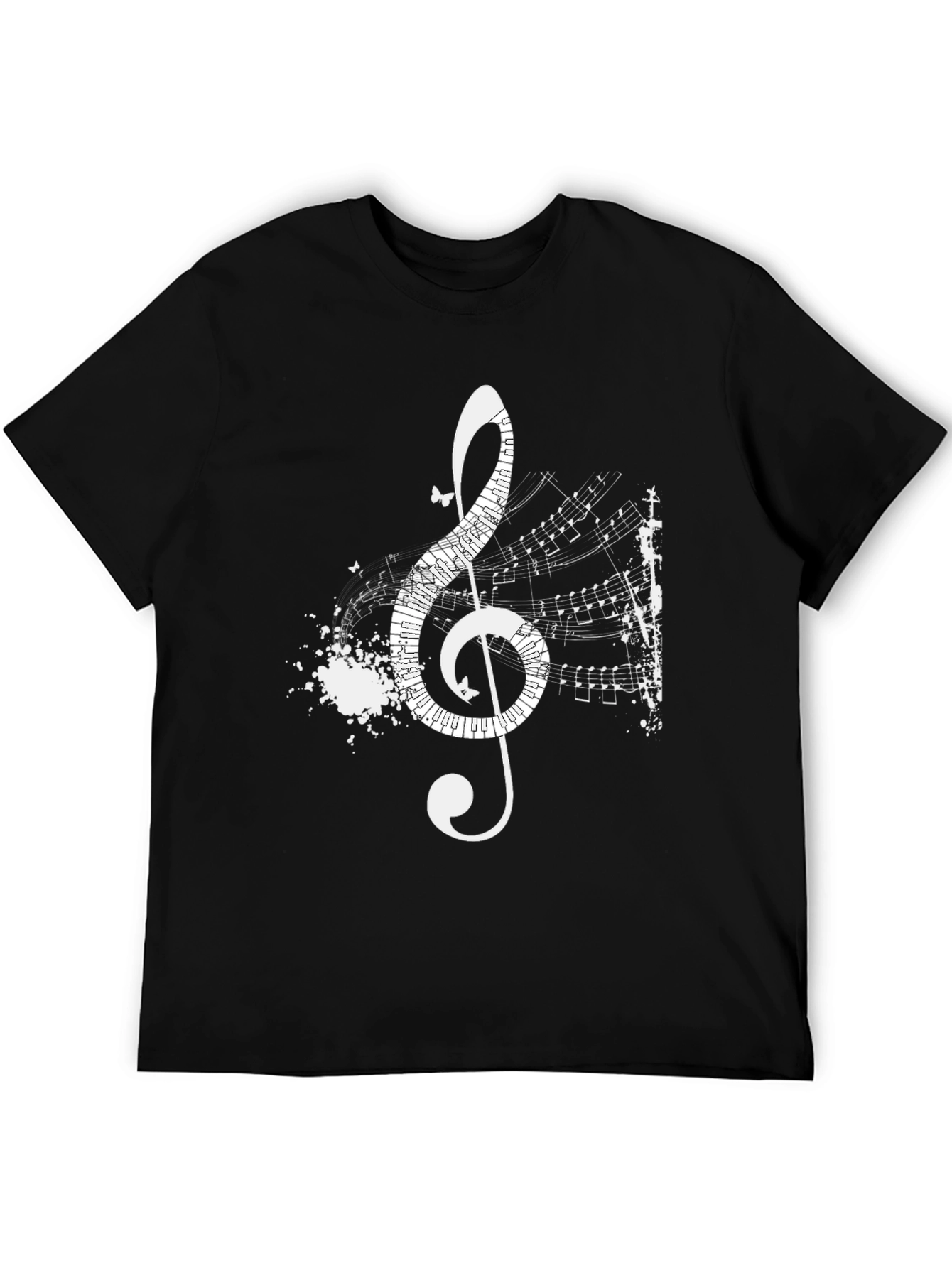 Black Musical Treble Clef T-Shirt - Artistic Black Tee view 5