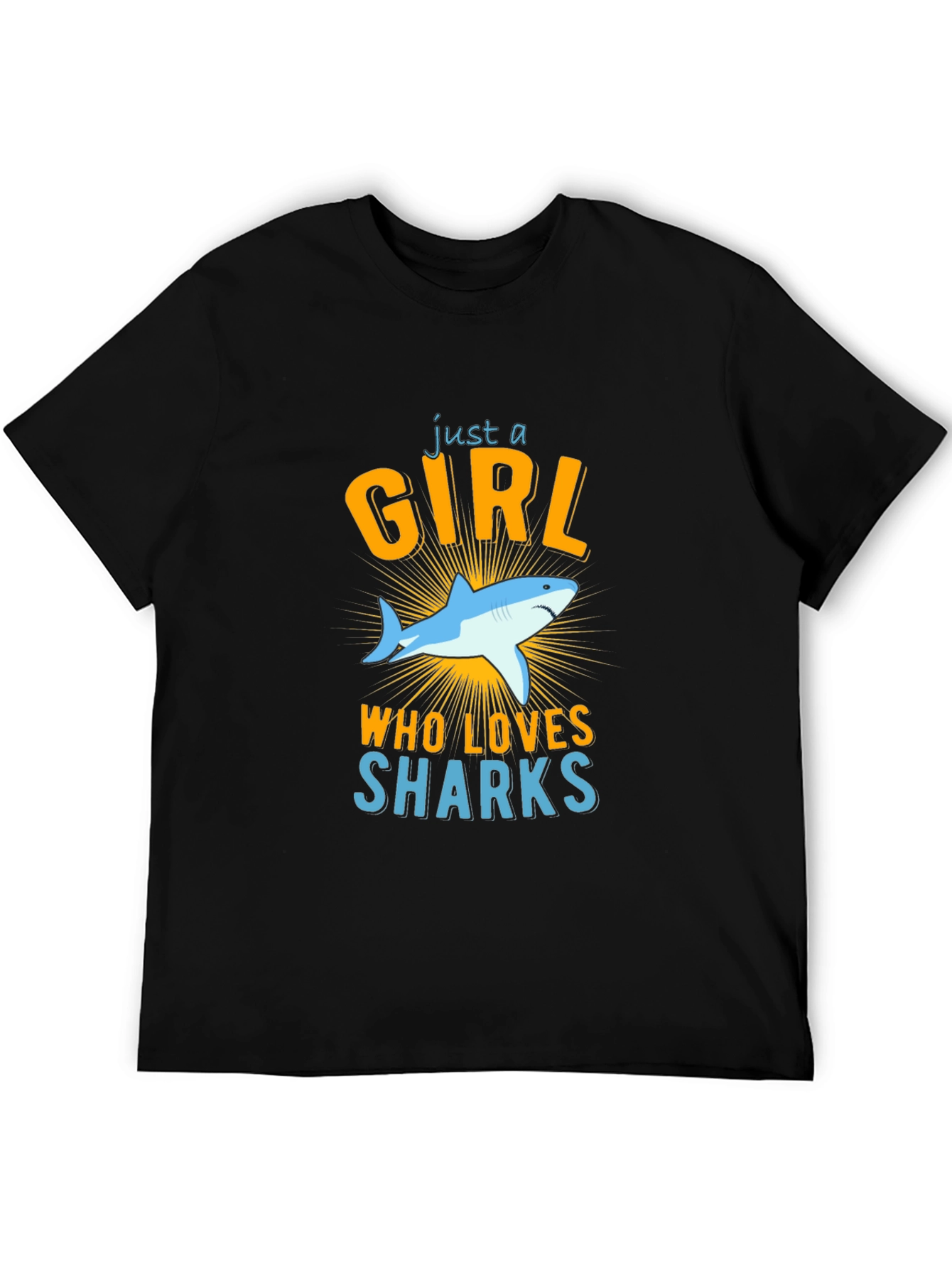 Black Just A Girl Who Loves Sharks T-Shirt view 5