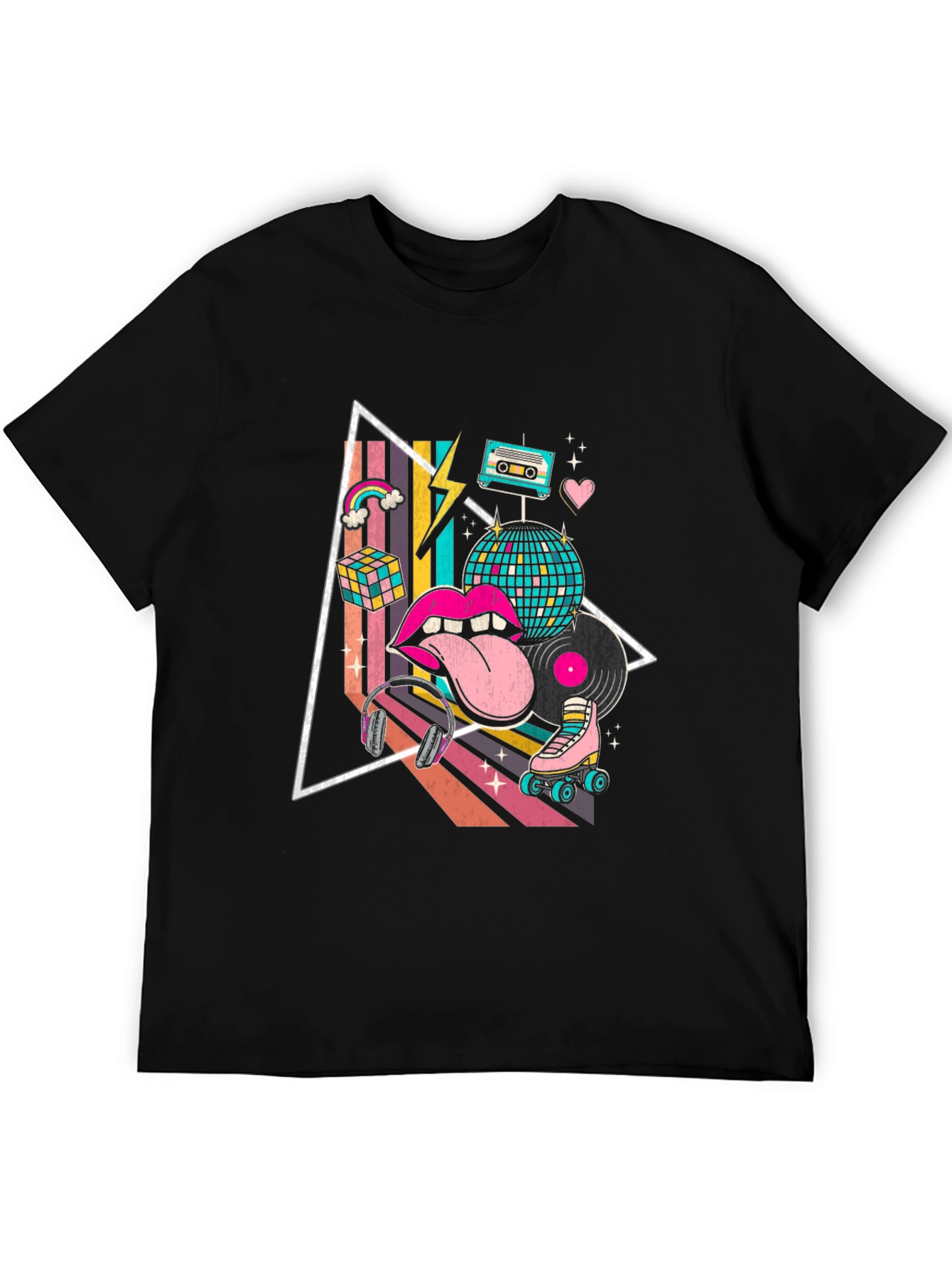 Black Retro 80s Style Graphic T-Shirt view 5