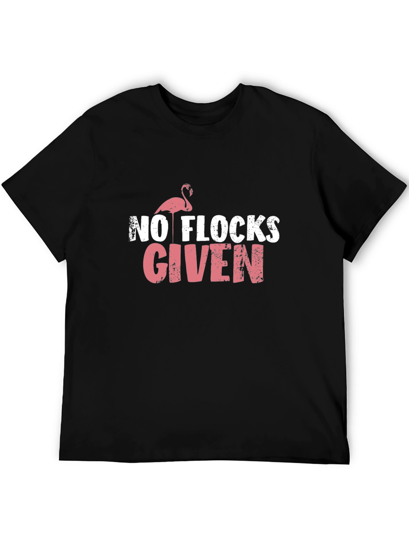 Black No Flocks Given Funny Flamingo Graphic T-Shirt view 5